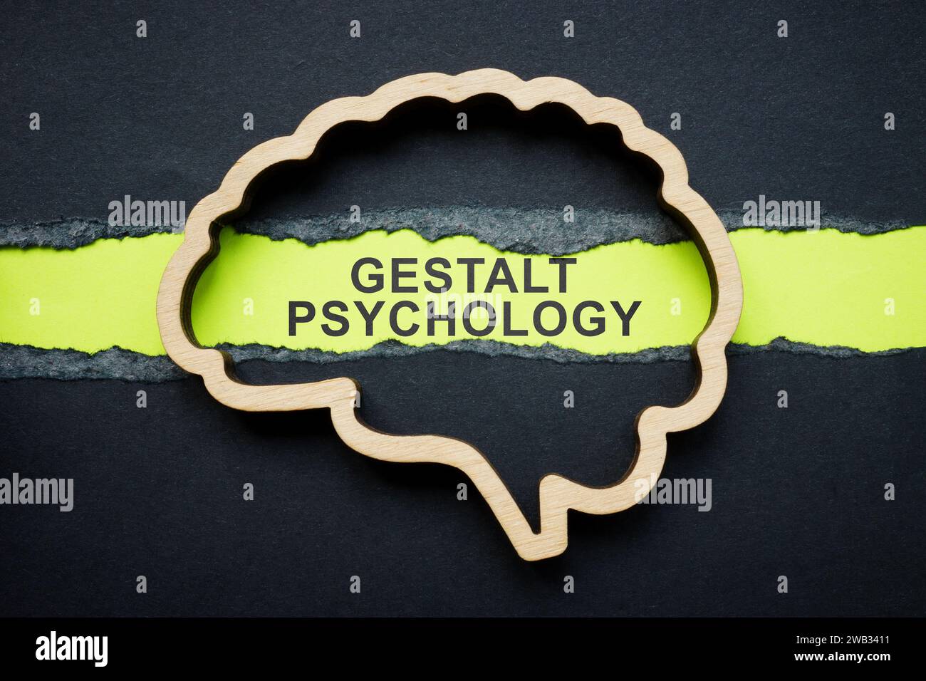 Brain outline and inscription gestalt psychology on paper. Stock Photo