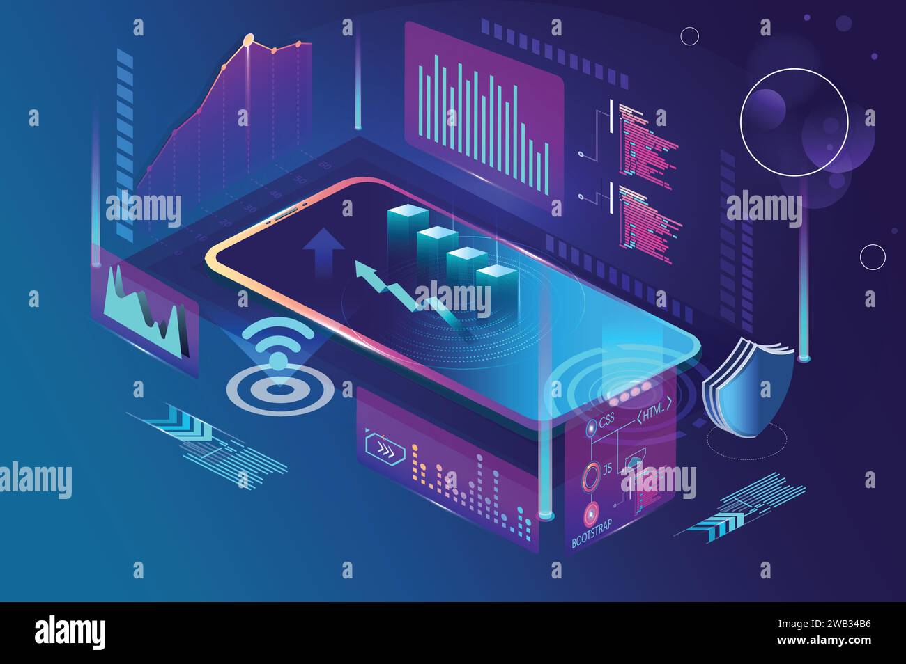 web technology conceptual banner. Stock Vector