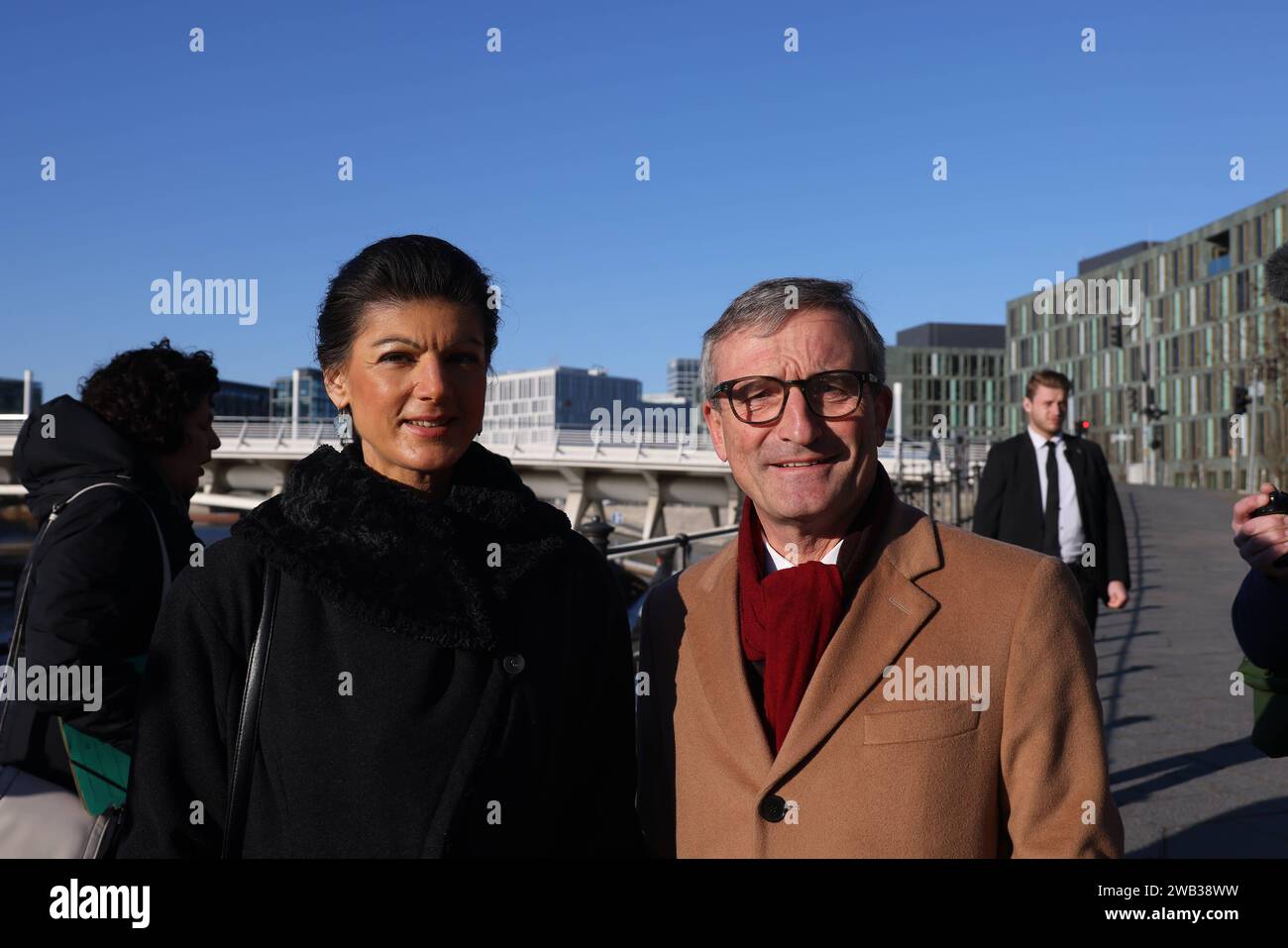 Berlin Parteigruendung Wagenknecht 08.01.2024, Germany, Berlin, Bundespressekonferenz, Parteigruendung, Gründung der Partei Bündnis Sahra Wagenknecht - Vernunft und Gerechtigkeit und Vorschlag der Europa-Spitzenkandidaturen mit Sahrah Wagenknecht, MdB Berlin Berlin Germany *** Berlin party founding Wagenknecht 08 01 2024, Germany, Berlin, Federal Press Conference, party founding, founding of the party Alliance Sahra Wagenknecht Reason and Justice and proposal of the European top candidates with Sahrah Wagenknecht, MdB Berlin Berlin Germany Stock Photo