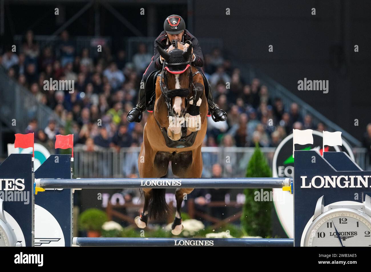 Roberto Previtali in action during the CSI5* - W Longines FEI World Cup Competition presented by Scuderia 1918 - Verona Jumping at 125th Fieracavalli Stock Photo
