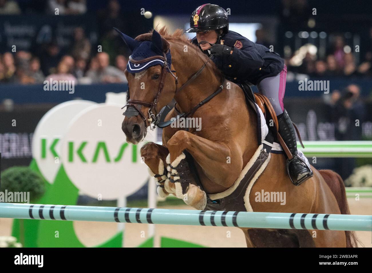 Francesca Ciriesi in action during the CSI5* - W Longines FEI World Cup Competition presented by Scuderia 1918 - Verona Jumping at 125th Fieracavalli Stock Photo