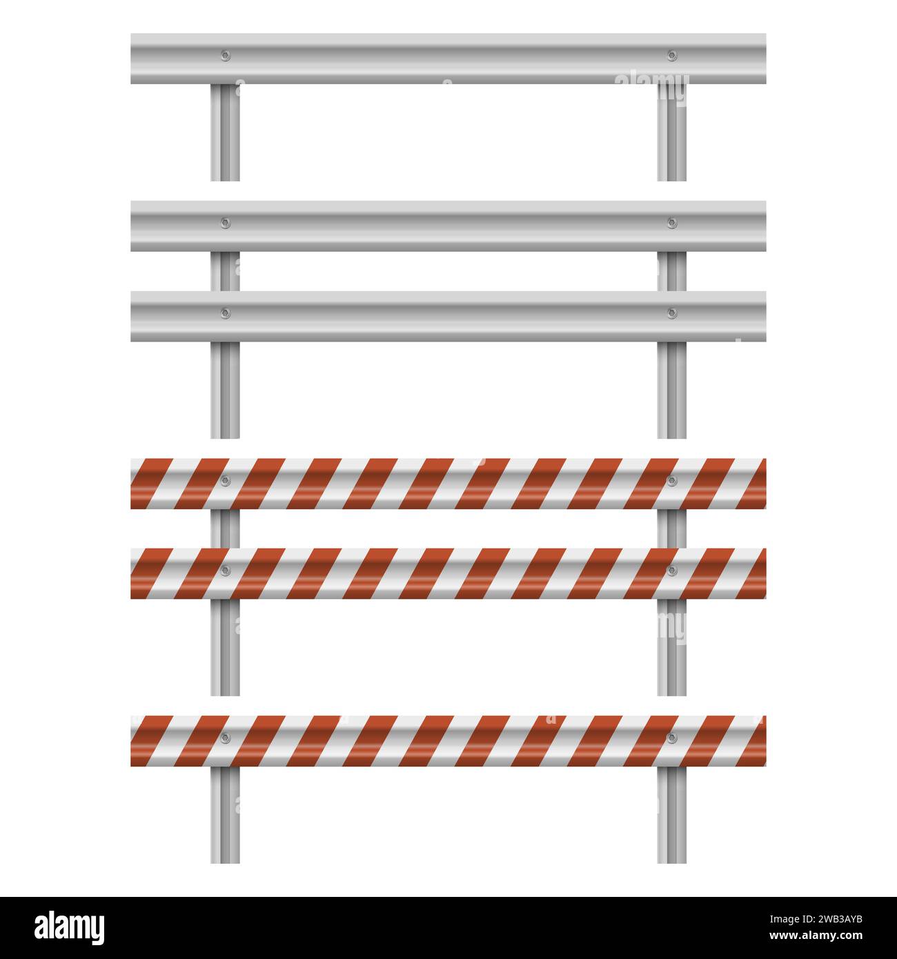 Guard rail road fence steel barrier. Metallic road barrier fence. Vector illustration. Eps 10