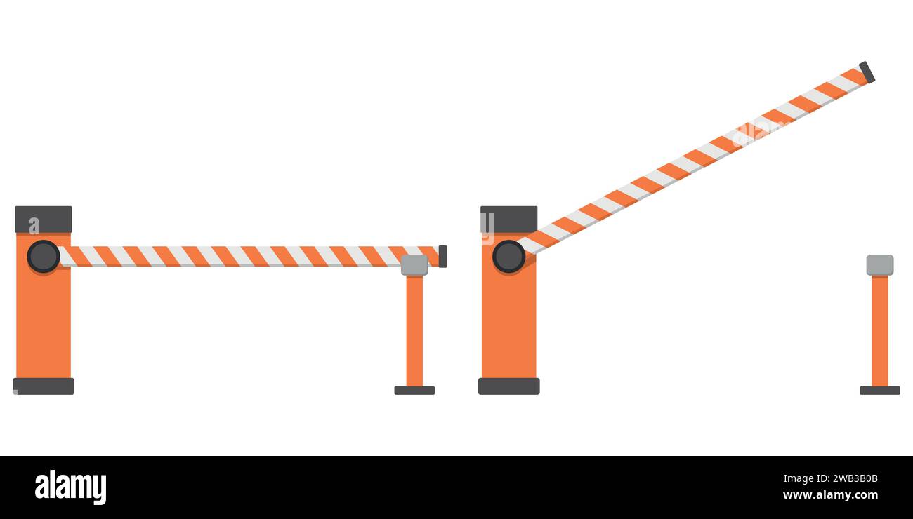 Open, closed parking car barrier Vector illustration. Eps 10. Stock Vector