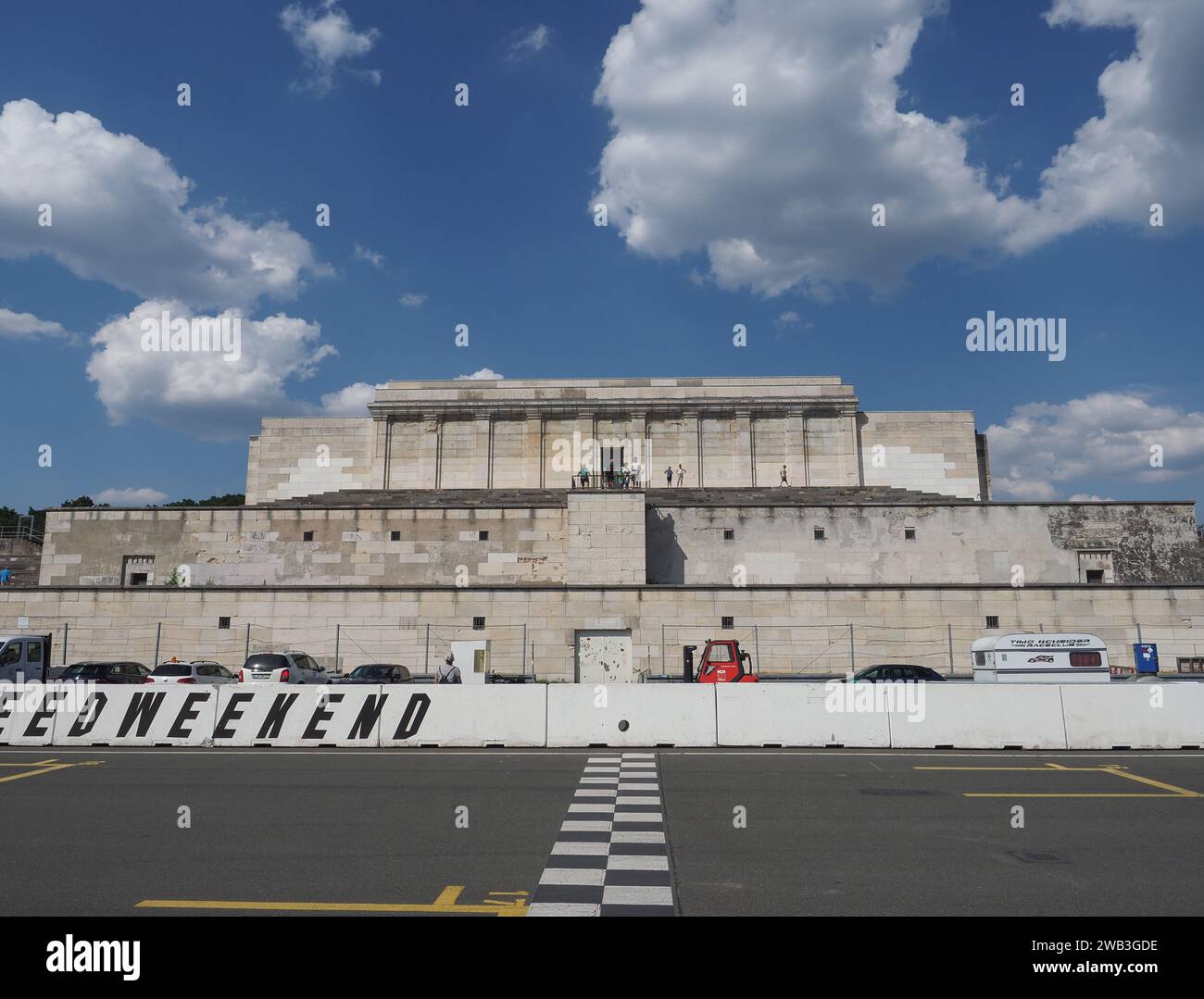 NUERNBERG, GERMANY - CIRCA JUNE 2022: Zeppelinfeld Translation Zeppelin Field Tribune Designed By Architect Albert Speer As Part Of The Nazi Party Ral Stock Photo