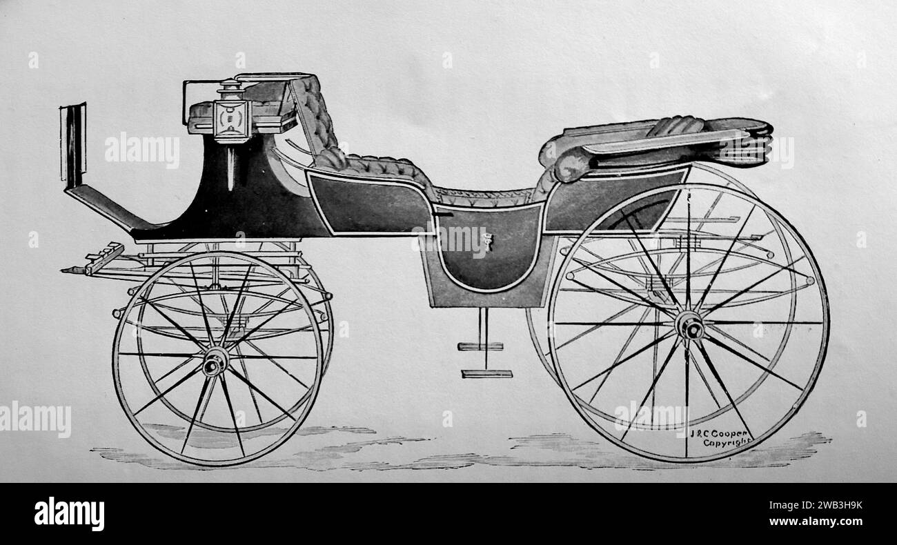 Double Victoria with Doors, for single horse, by Messrs. J. & C. Cooper, c1885. This is from a series of printed illustrations of horse-drawn transport carriages used in Victorian Britain during the mid to late nineteenth century. Stock Photo