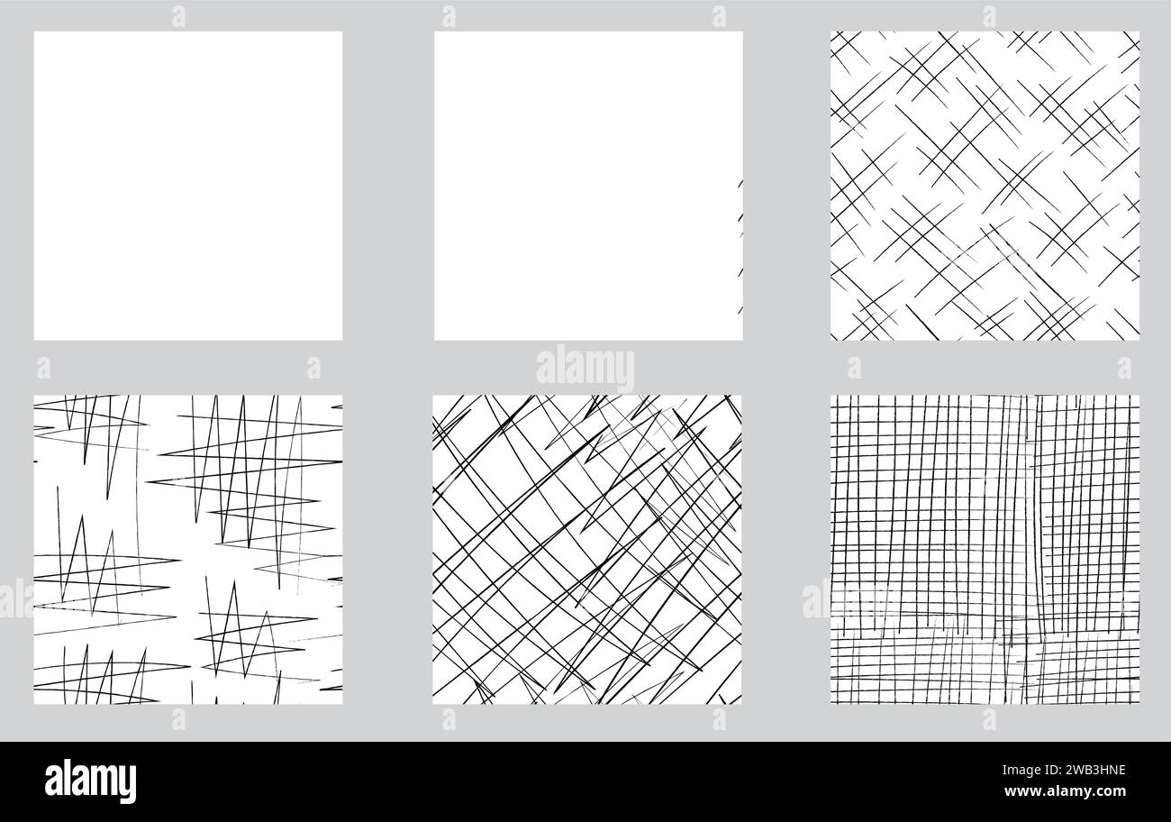 Crosshatch pattern set. Seamless hand draw pattern. Simple crosshatch sketch. Stock Vector