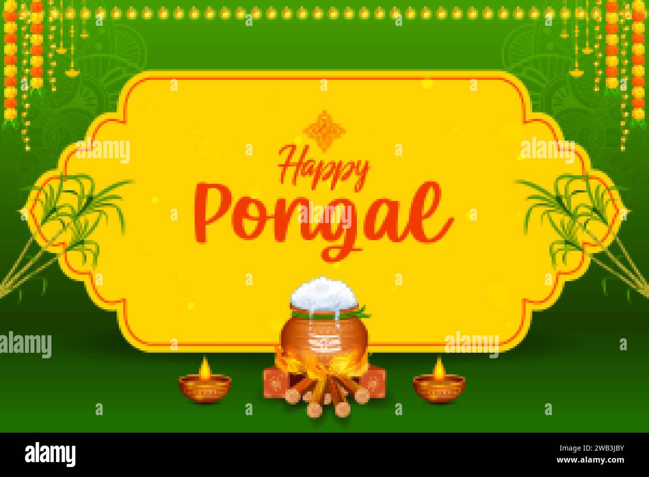 Illustration Of Happy Pongal Holiday Harvest Festival Of Tamil Nadu South India Greeting