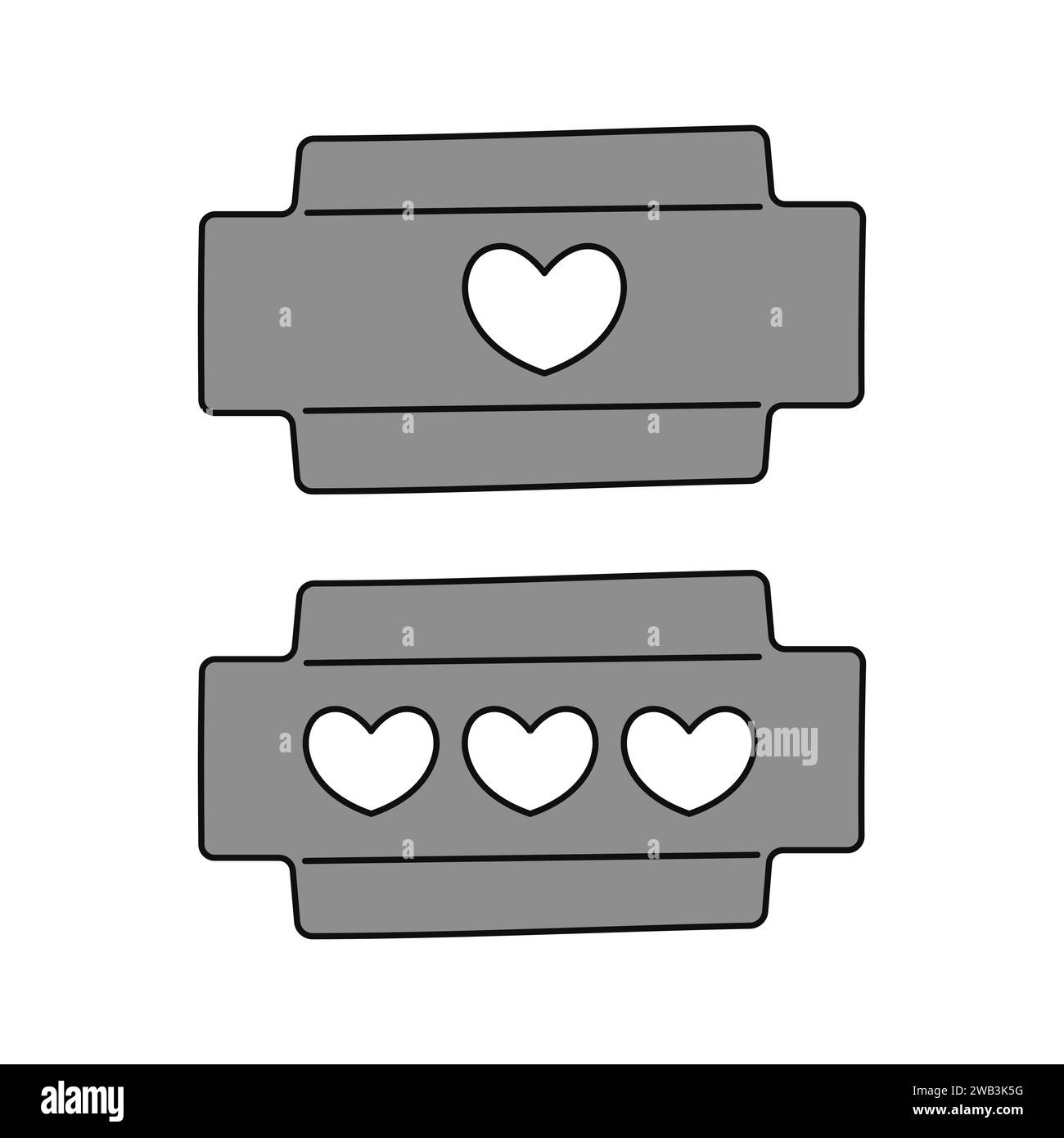 Razor Blade with hearts. Y2k style emo. Vector flat illustration
