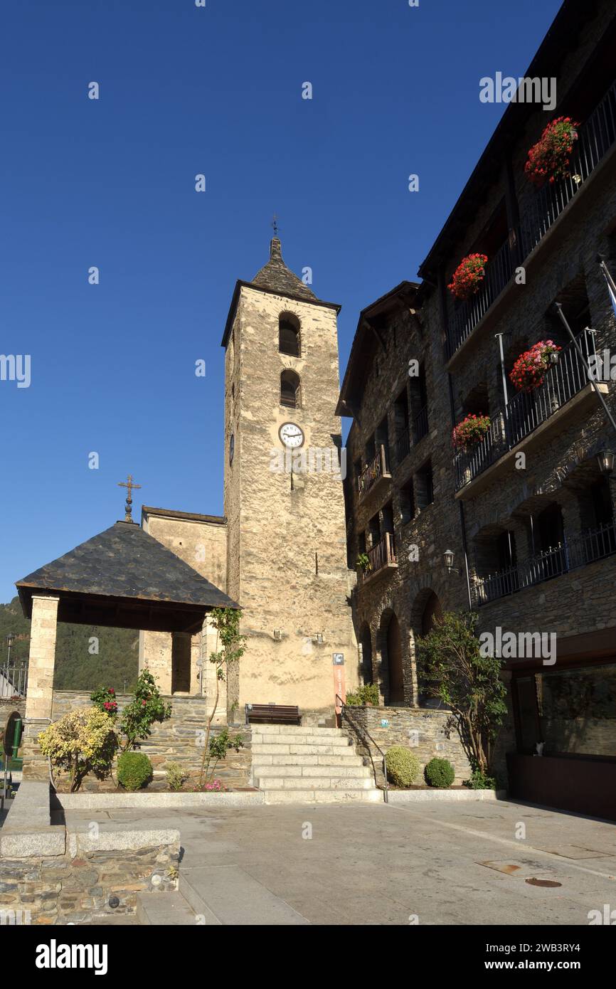 Sant Corneli and Sant Cebria church, Ordino, Andorra Stock Photo