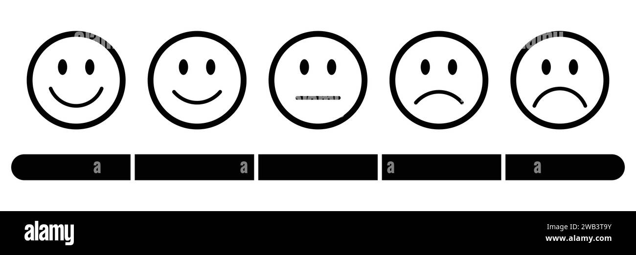 rating, feedback, scale, emojis, icon, set, rate, happy, sad, measure
