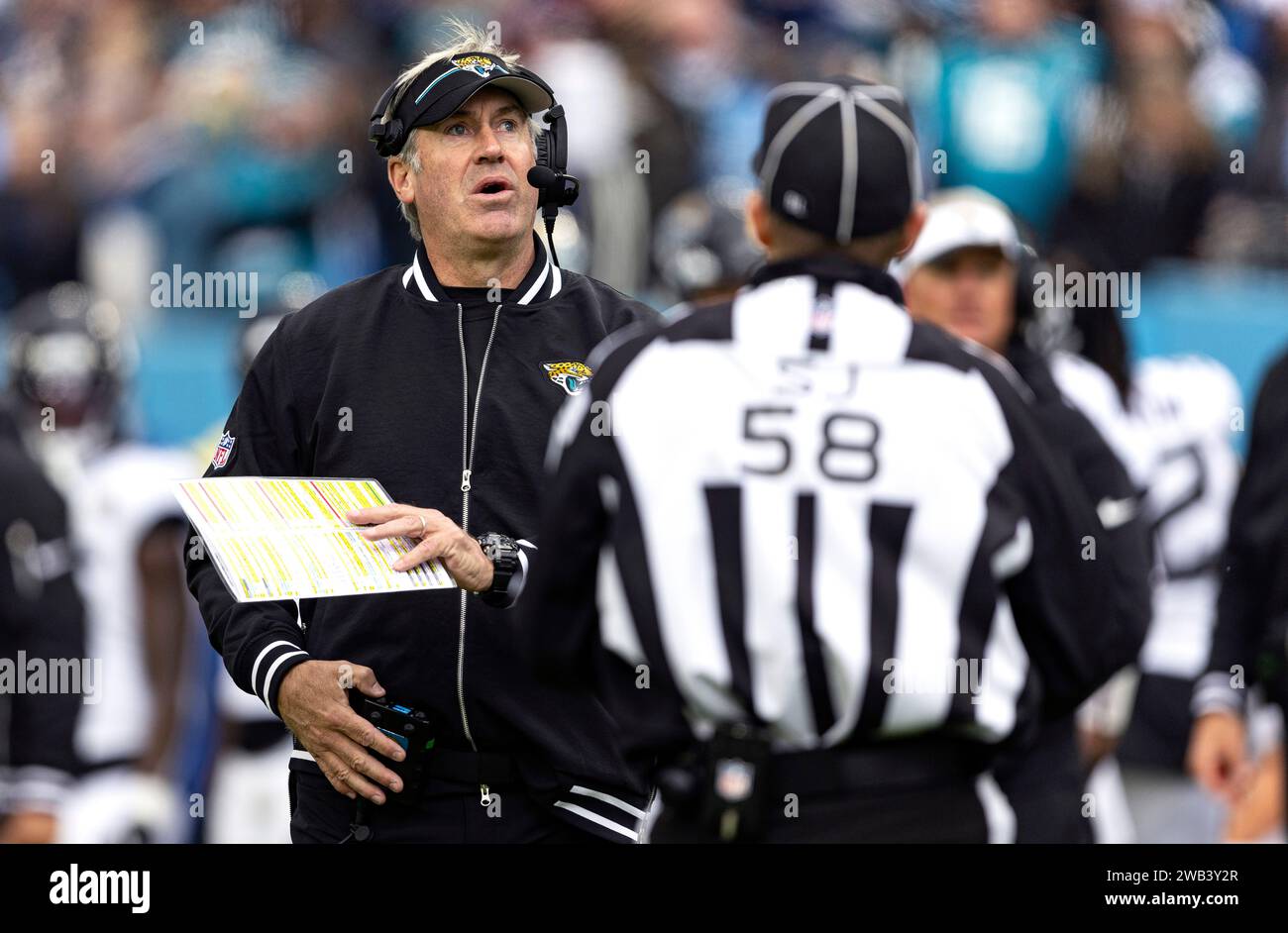 Jacksonville Jaguars head coach Doug Pederson reacts to a play as he