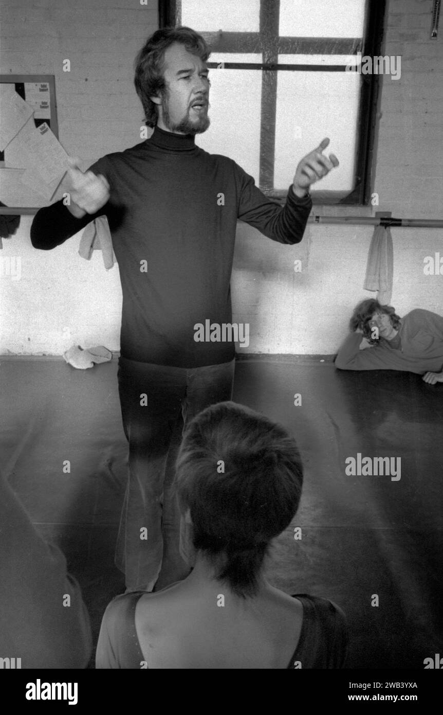 Norman Morrice, director of the Ballet Rambert London 1971. Dance studio rehearsal for That is the Show. Dancers Susie Cooper,( back view) 1970S UK HOMER SYKES Stock Photo