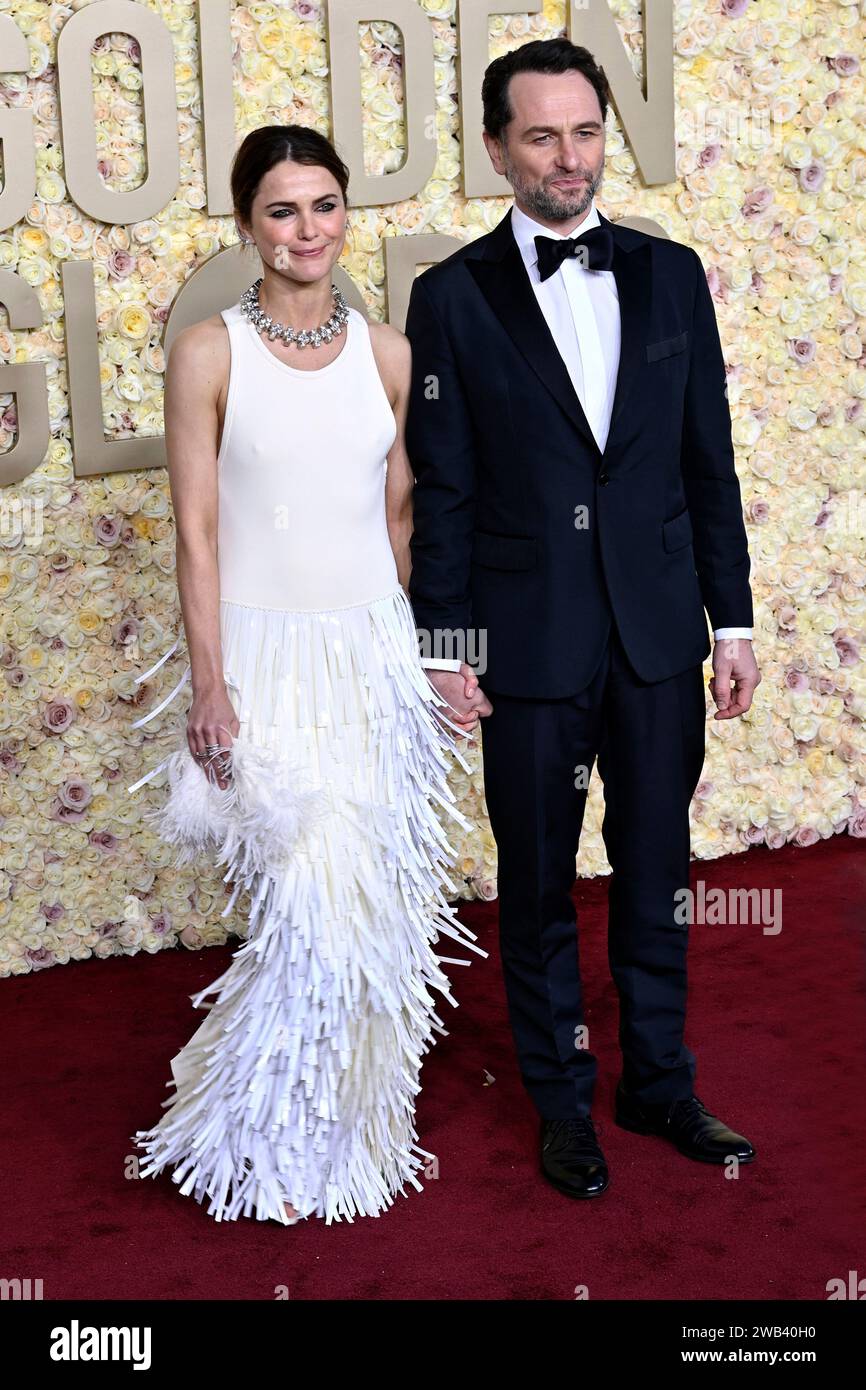 Keri Russell und Matthew Rhys bei der Verleihung der 81. Golden Globe Awards im Beverly Hilton Hotel. Beverly Hills, 07.01.2024 Stock Photo