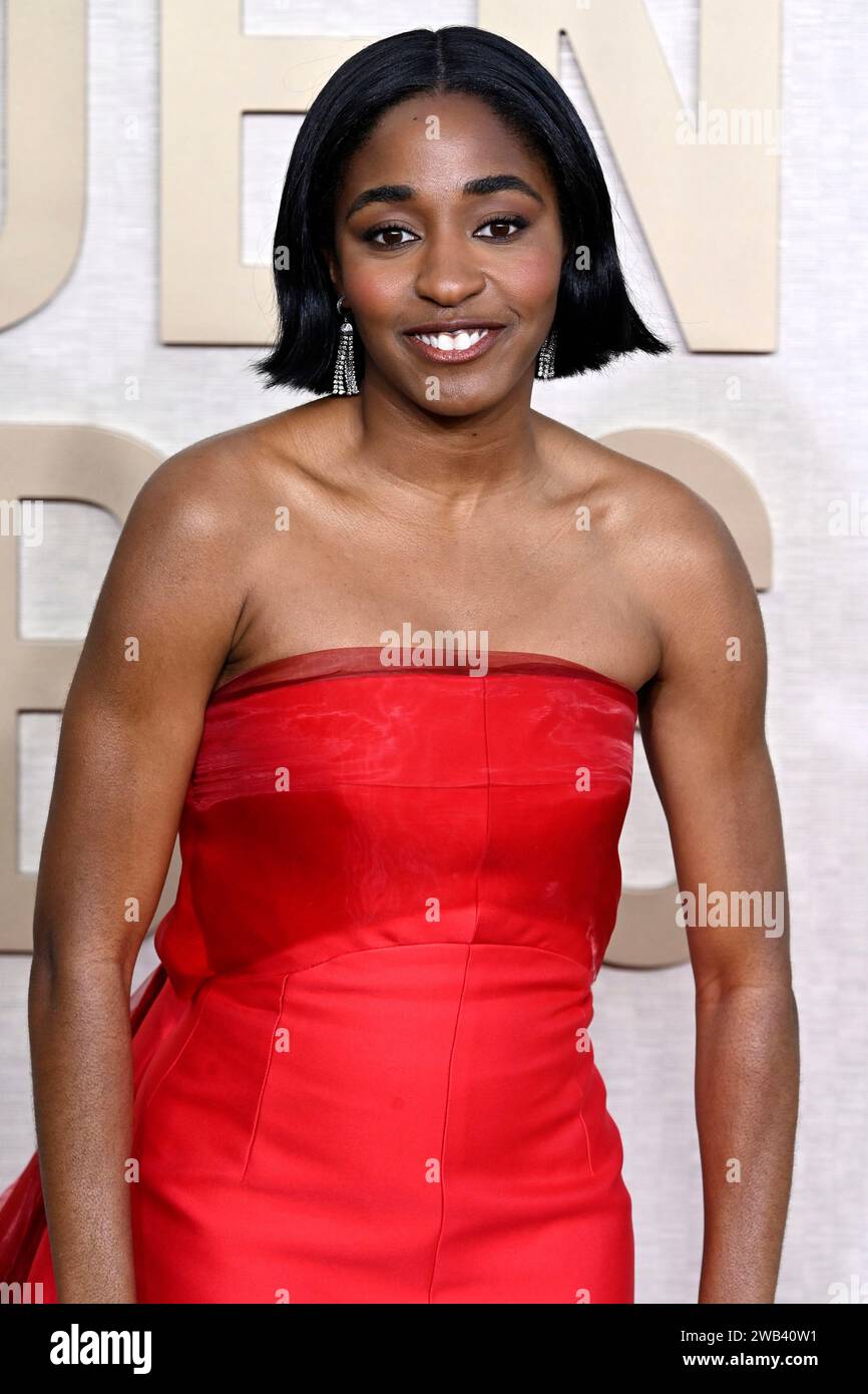 Ayo Edebiri bei der Verleihung der 81. Golden Globe Awards im Beverly Hilton Hotel. Beverly Hills, 07.01.2024 Stock Photo