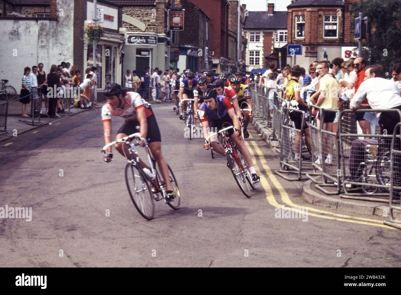 International cycle racing in Kettering Town centre in 1986 Stock Photo