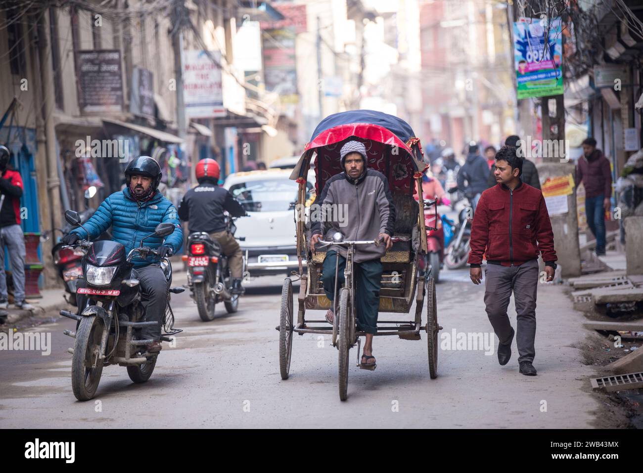 Kathmandu, Nepal April 20,2019 In Nepal cycle rickshaws are still the most popular means of