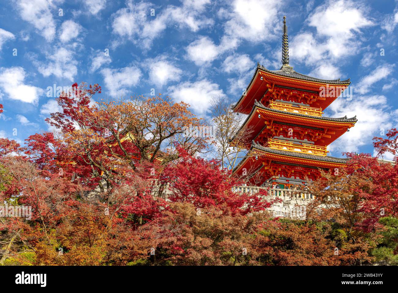 kiyomizu dera pagoda in autumn, Kyoto Japan Stock Photo