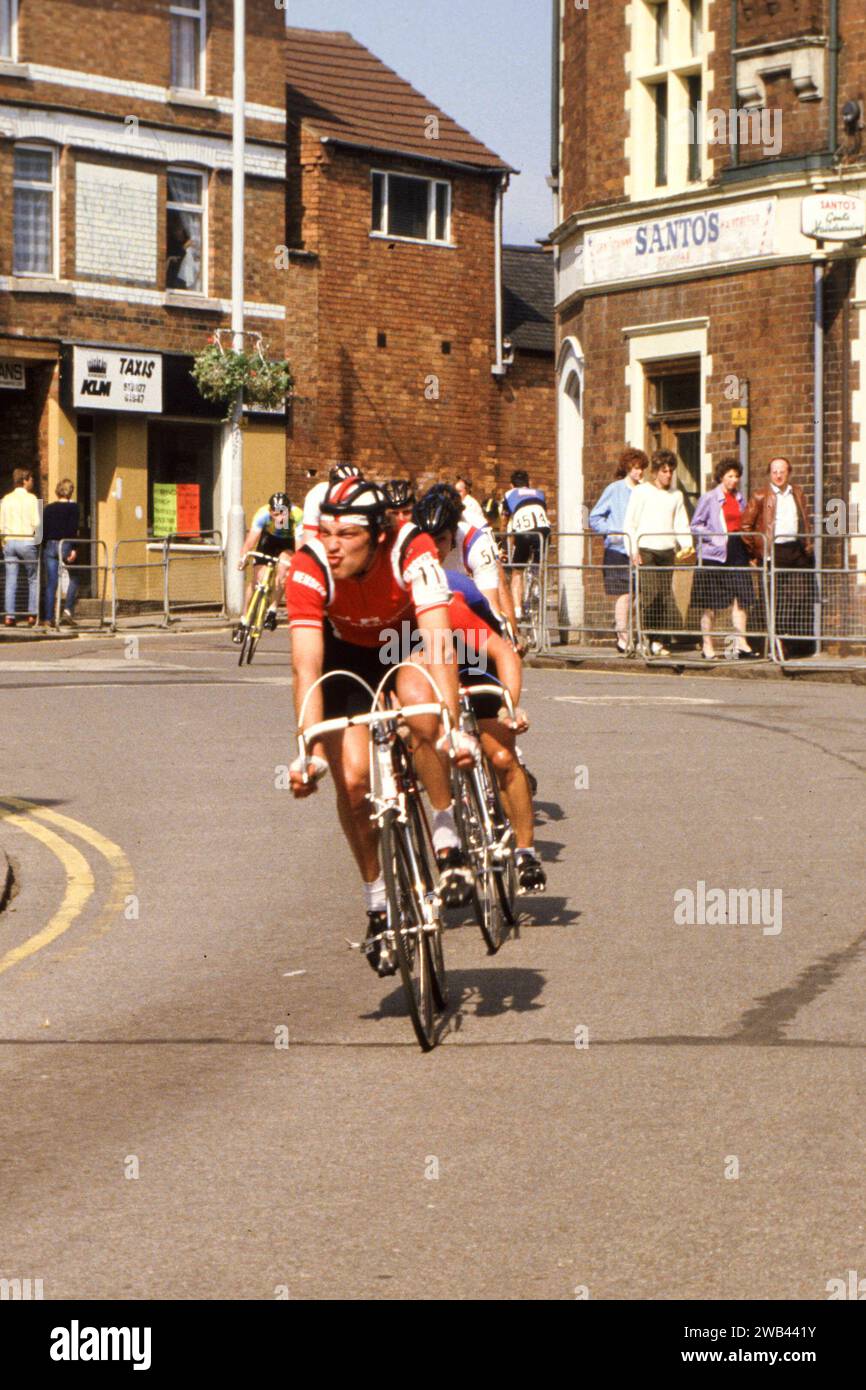 International cycle racing in Kettering Town centre in 1986 Stock Photo