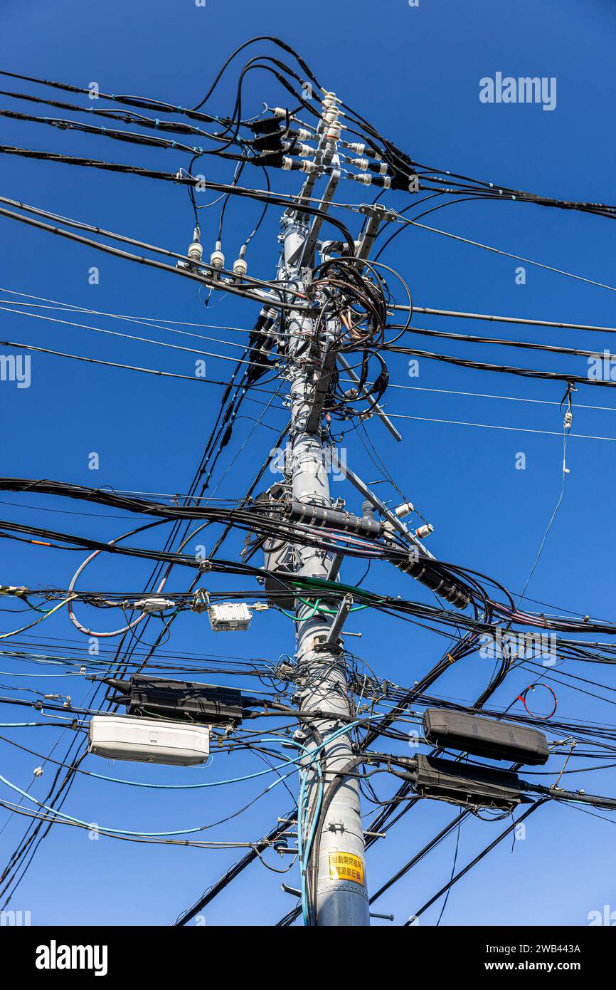 electric pole in the city of Tokyo Stock Photo
