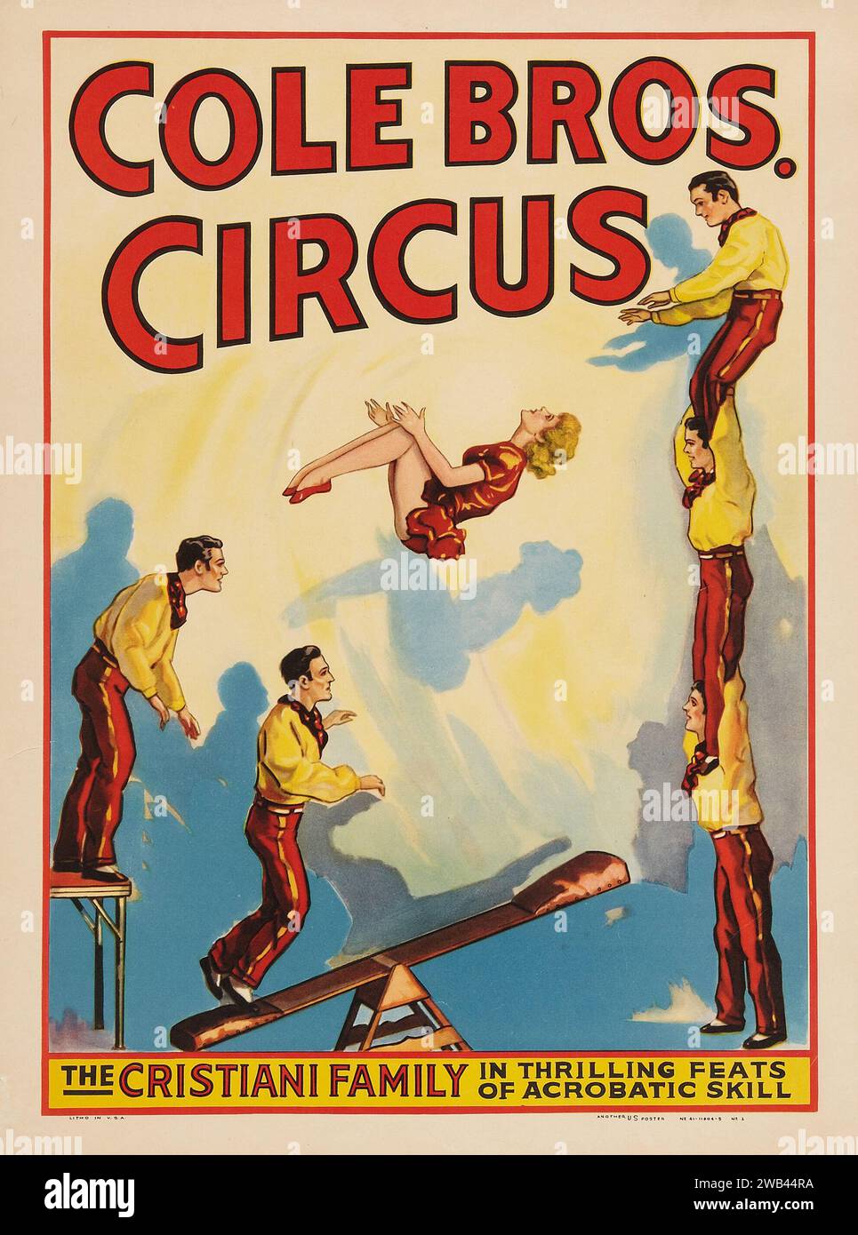 Cole Brothers Circus (1945) feat acrobatic family Cristiani Family Stock Photo