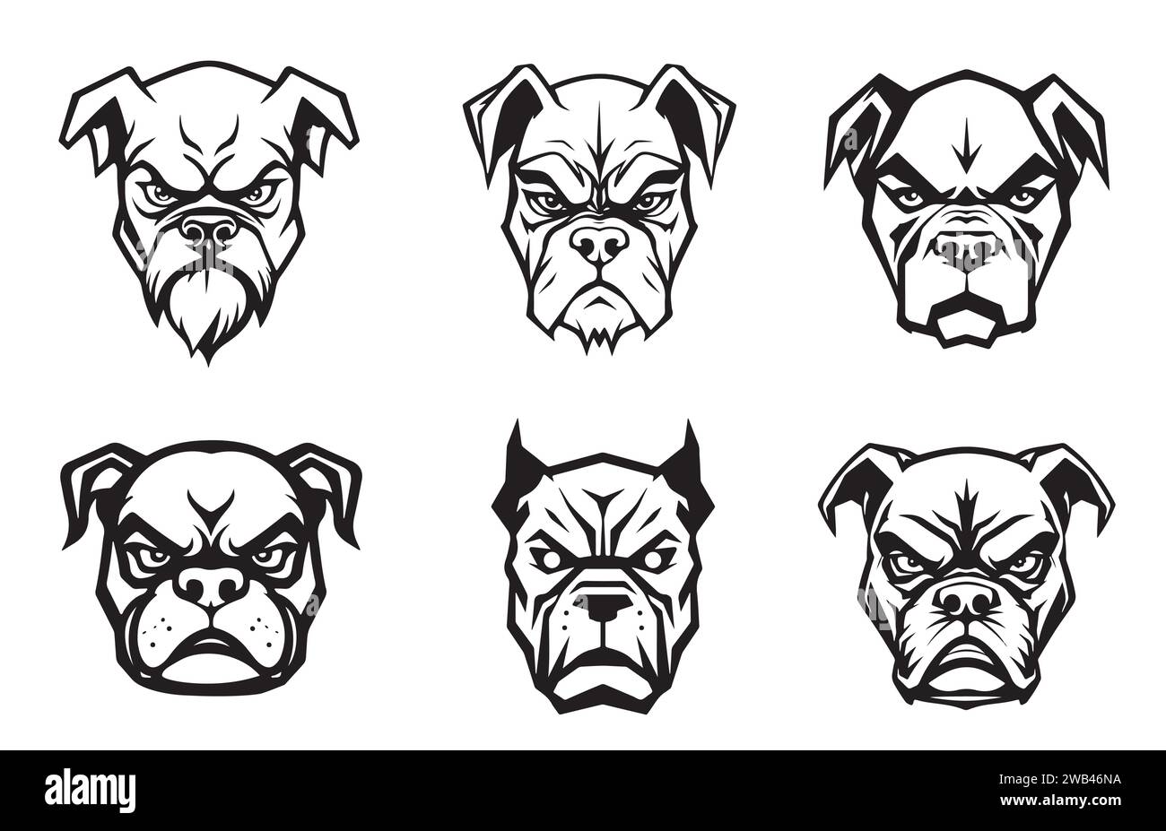 collection set boxer dog head logo icon design Stock Vector