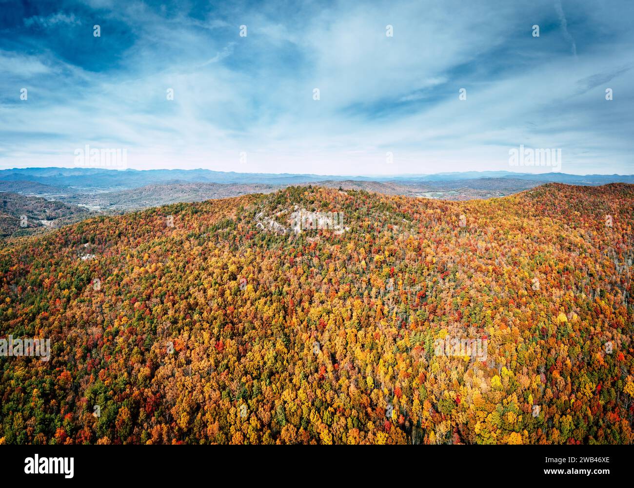 Aerial view of Stone Mountain in North Carolina in fall Stock Photo