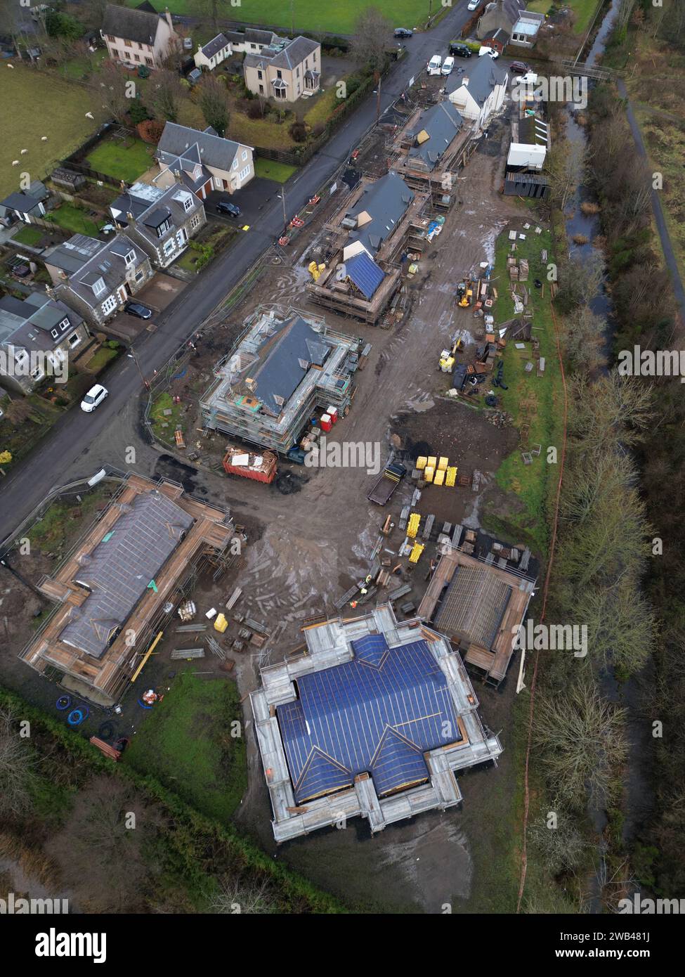 Selkirk, UK. 08th Jan, 2024. Selkirk, UK, Housing Construction in Scottish Borders, as local