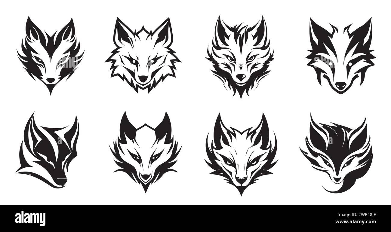 Set of Fox Gaming Mascot logo. for Gaming logo brands, for designs fox mascot logo collection. e sport logotype. Abstract illustration Stock Vector