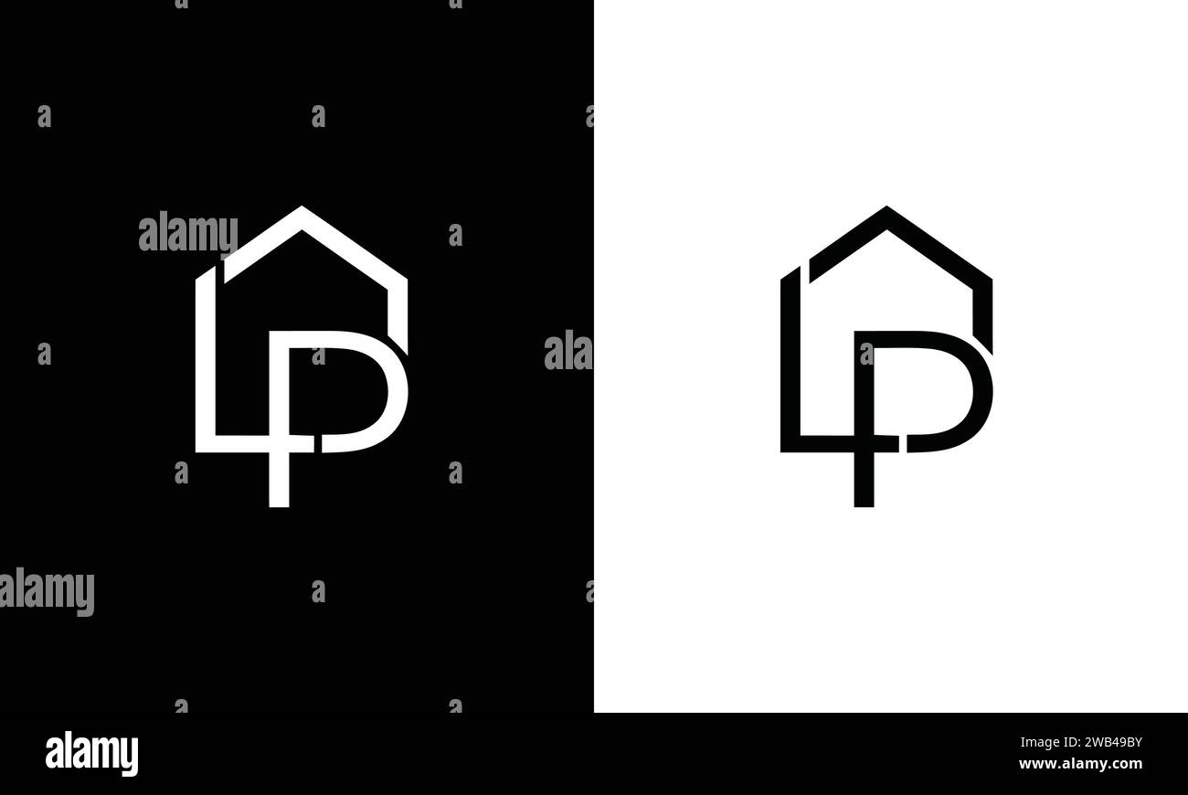 Initial LP logo with abstract house icon design, simple and elegant real estate logo design Stock Vector
