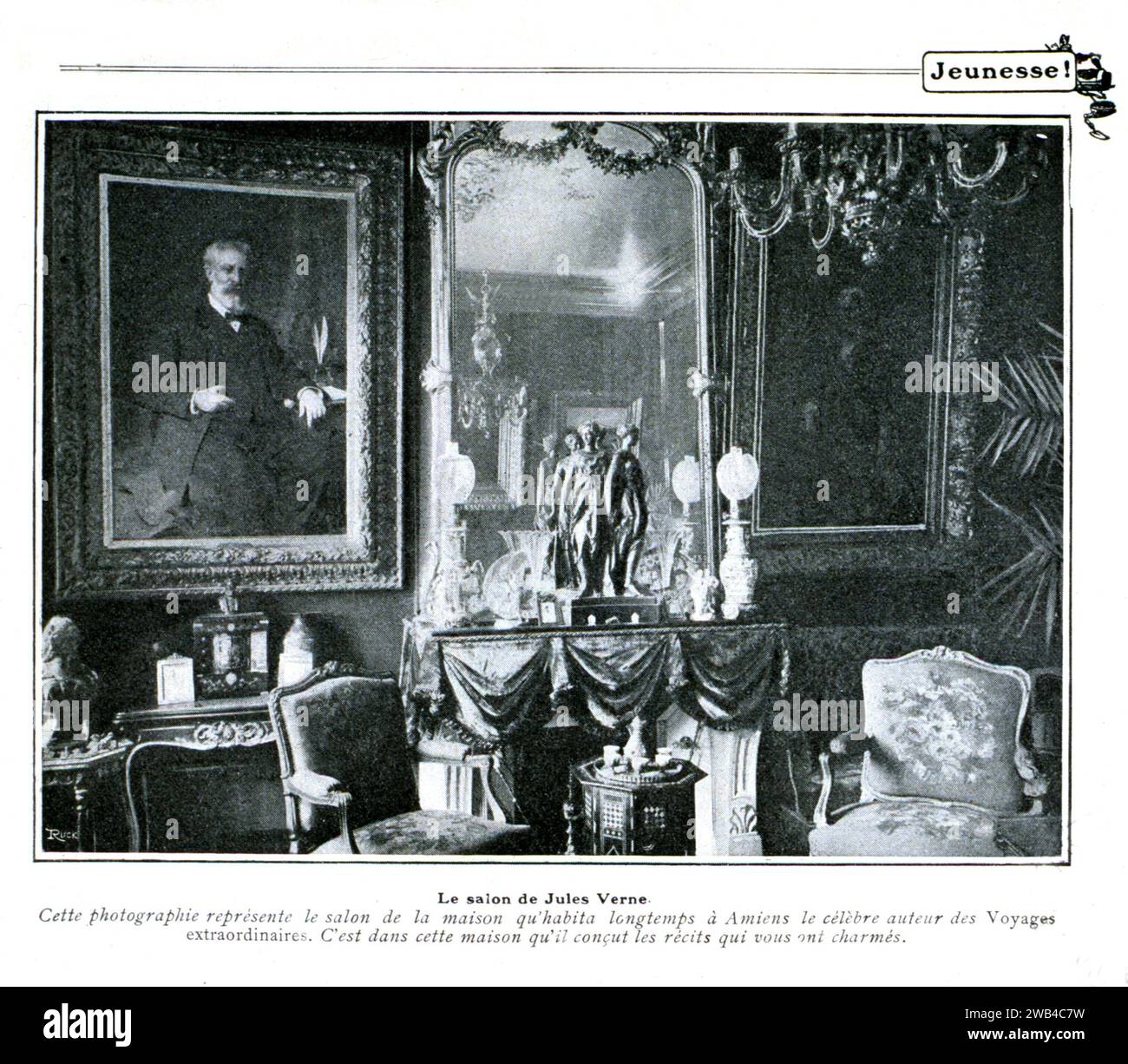 Jules Verne's living room 19th century Nantes, Jules Verne Museum Stock Photo
