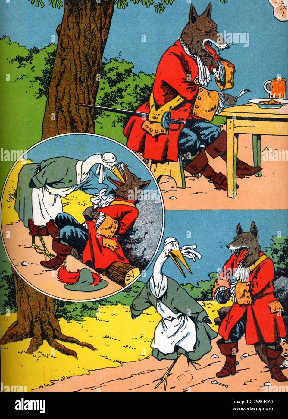La Fontaine's Fables The Wolf and the Stork. (French Le loup et la cigogne) Beginning of