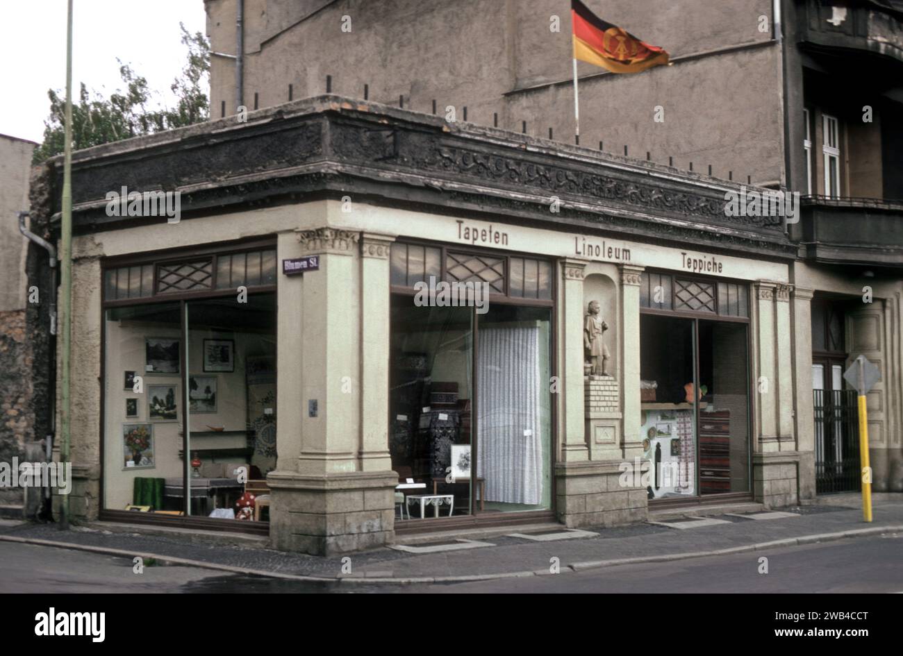 Window display in a furniture shop in Dresden, East Germany. 1982 Stock