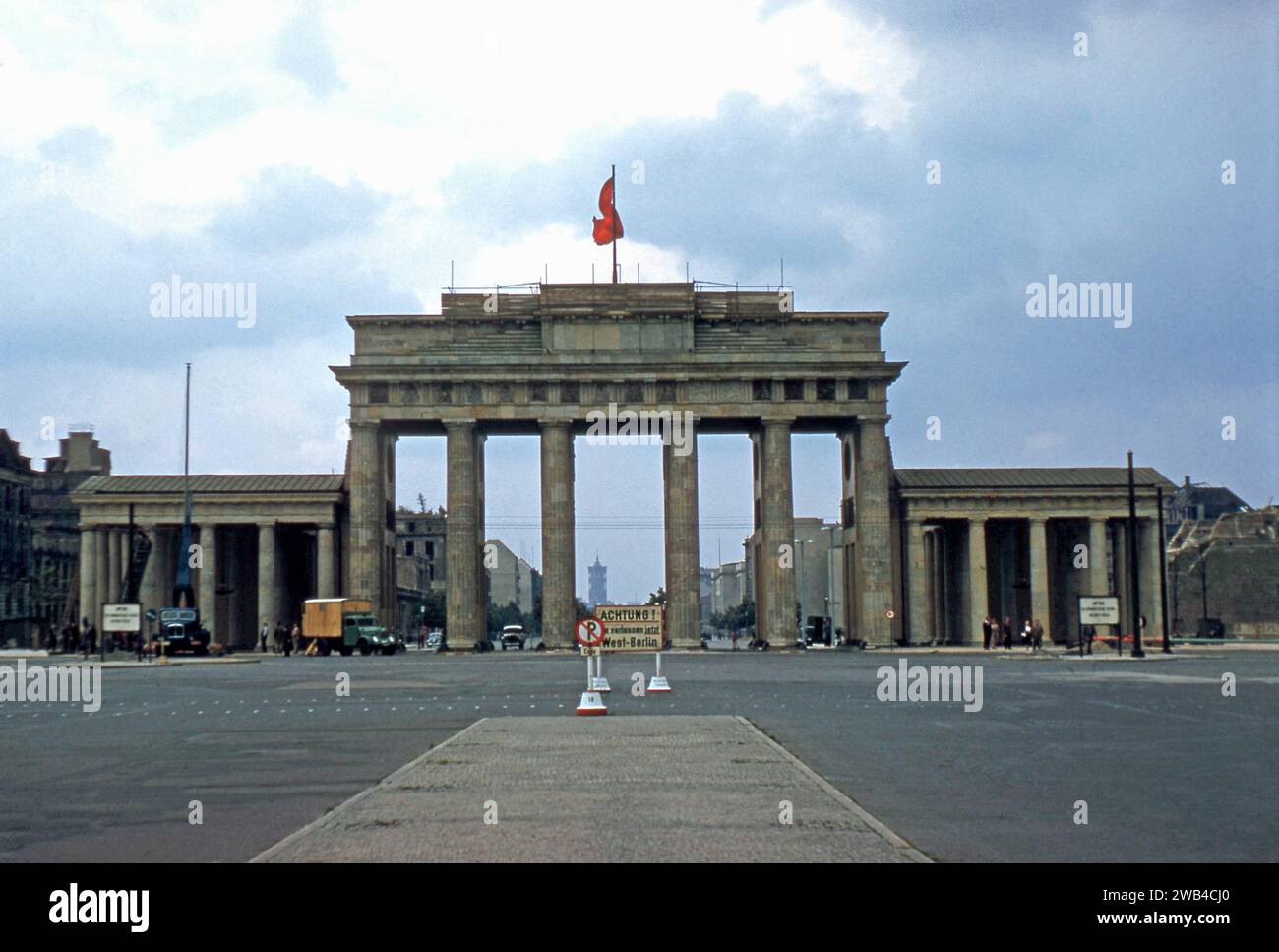 The Brandenburg Gate in Berlin after World War II, circa 1958. Stock Photo