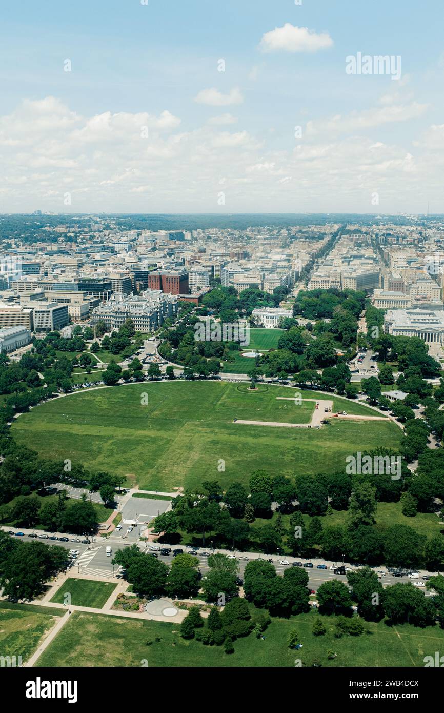 High angle view of Washington D.C. featuring the White House. Stock Photo