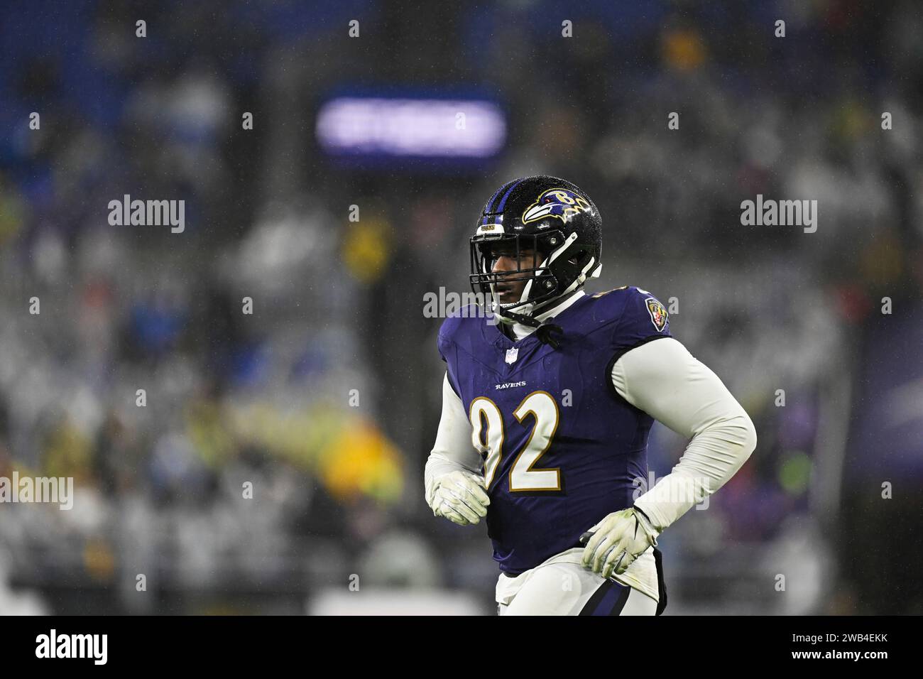 Baltimore Ravens defensive tackle Justin Madubuike (92) jogs onto the ...