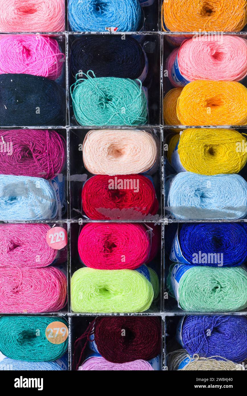 Colourful wool threads Stock Photo - Alamy