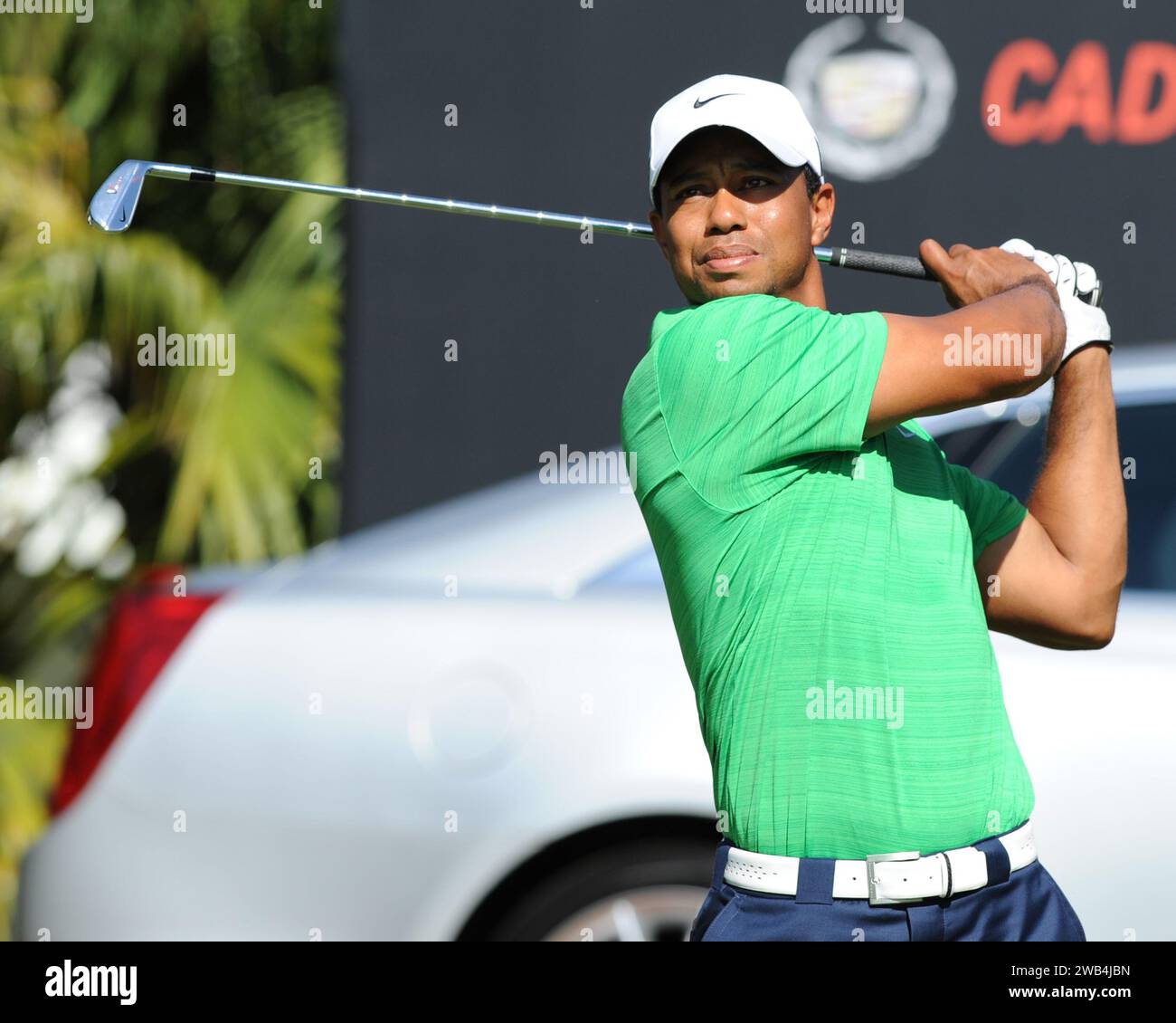 **FILE PHOTO** Tiger Woods and Nike End 27 Year Partnership. MIAMI, FL - MARCH 10: Tiger Woods plays during the third round of the World Golf Championship's Cadillac Championship at Doral Golf Resort And Spa on March 10, 2012 in Miami, Florida. Credit: mpi04/MediaPunch Stock Photo