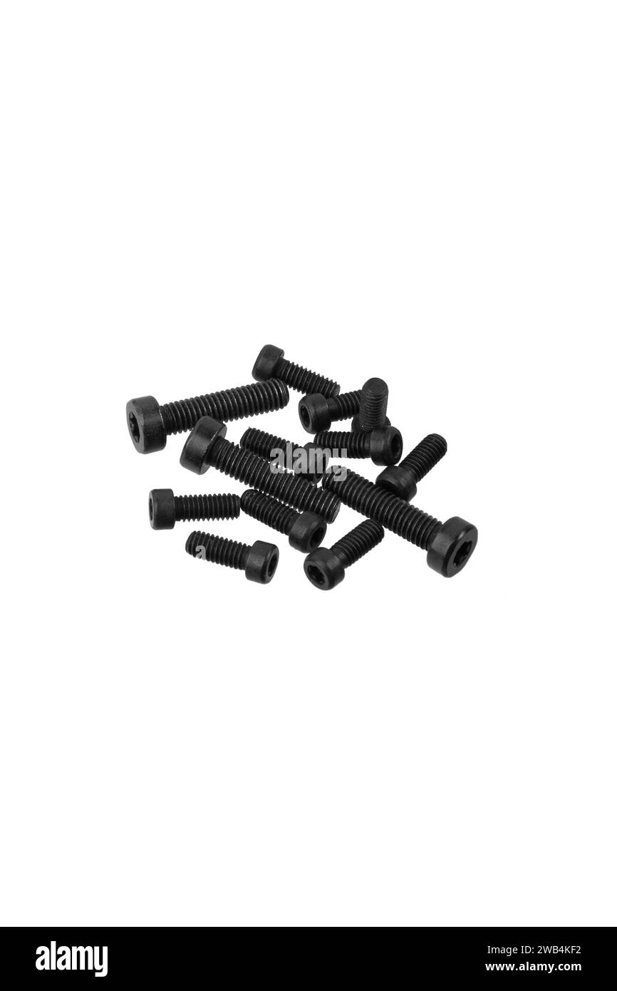 Socket Head Cap Screws Fasteners Hardware Nuts Bolts. A bunch of cogs. Isolate on a white