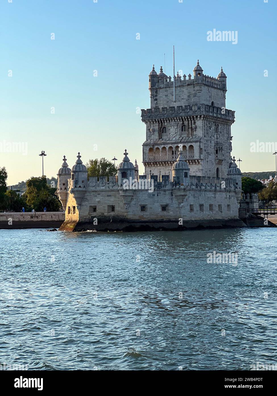 Belem Tower seen from Tagus River, Lisbon Stock Photo