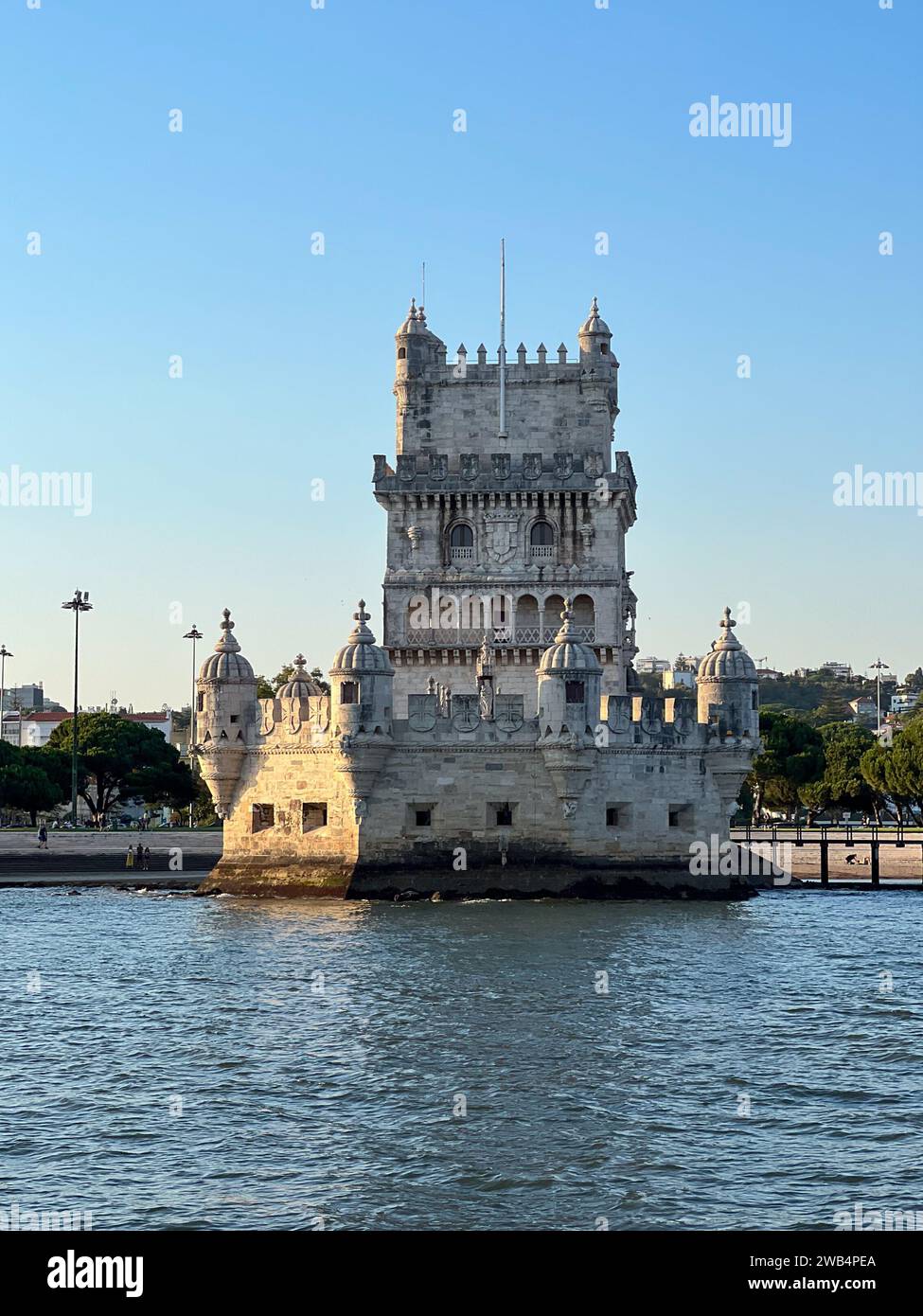 Belem Tower seen from Tagus River, Lisbon Stock Photo