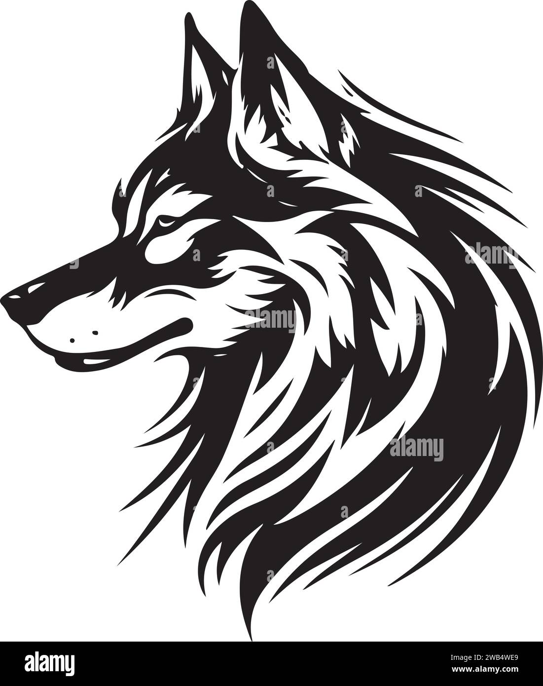 Vector illustration of wolf head with ornament. Vector illustration ...