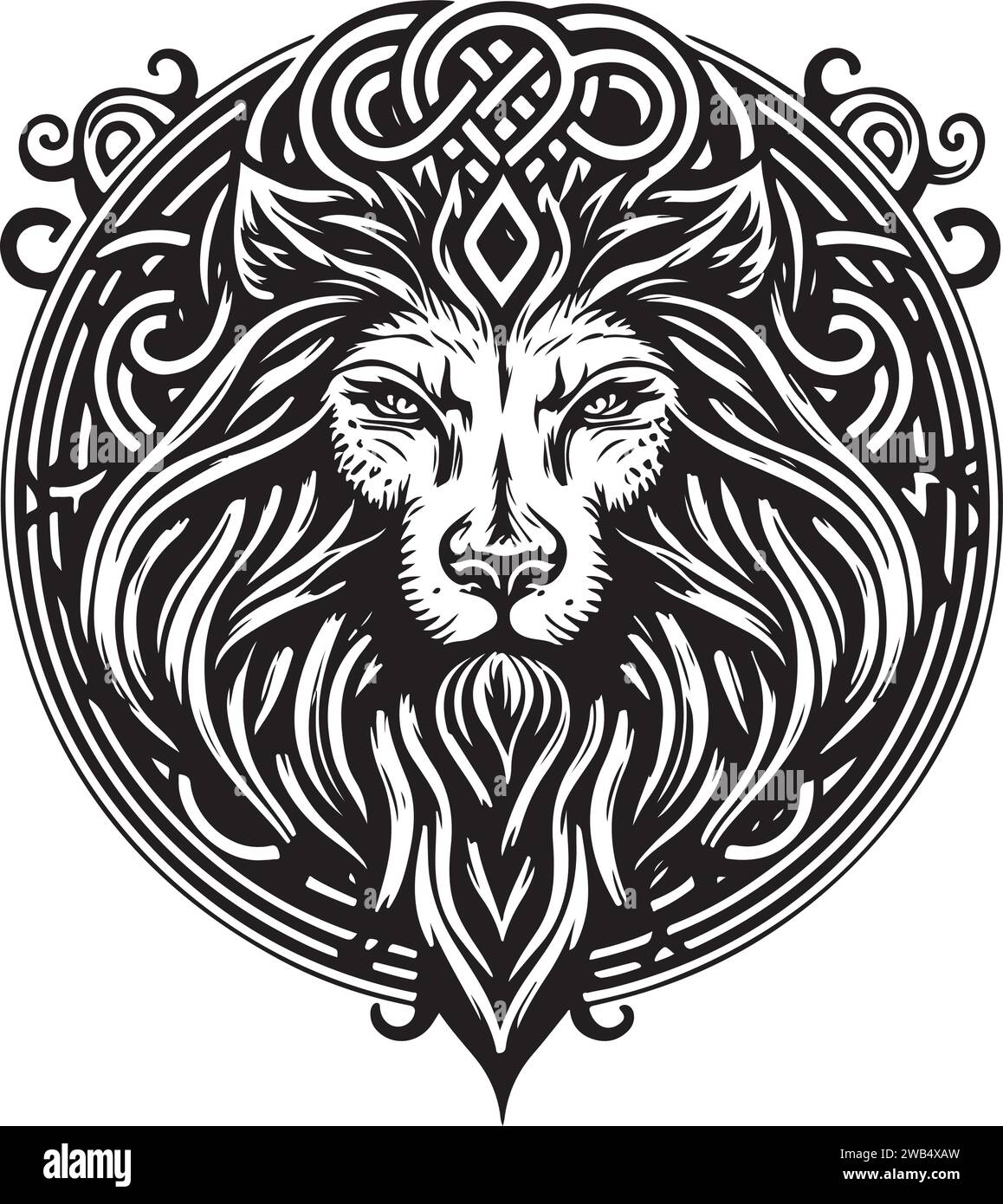 tribal lion tattoo drawing 14' Mouse Pad | Spreadshirt