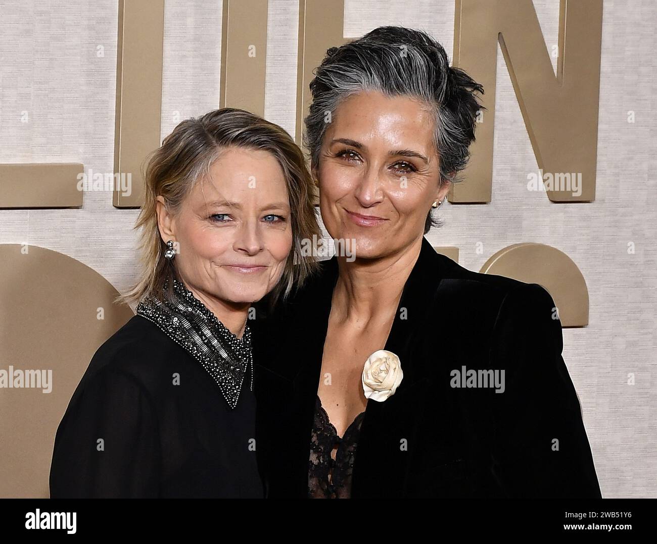 Jodie Foster, Alexandra Hedison attend the 81st Annual Golden Globe Awards at The Beverly Hilton on January 07, 2024 in Beverly Hills, California. Photo: Casey Flanigan/imageSPACE Stock Photo