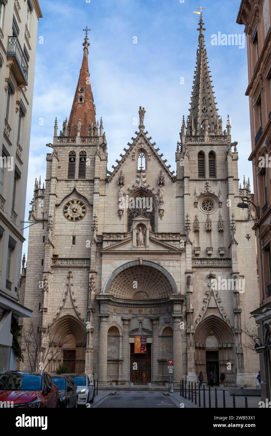 The Church of Saint-Nizier (Église Saint-Nizier) is a church in the Presqu'île district of Lyon, France, Stock Photo