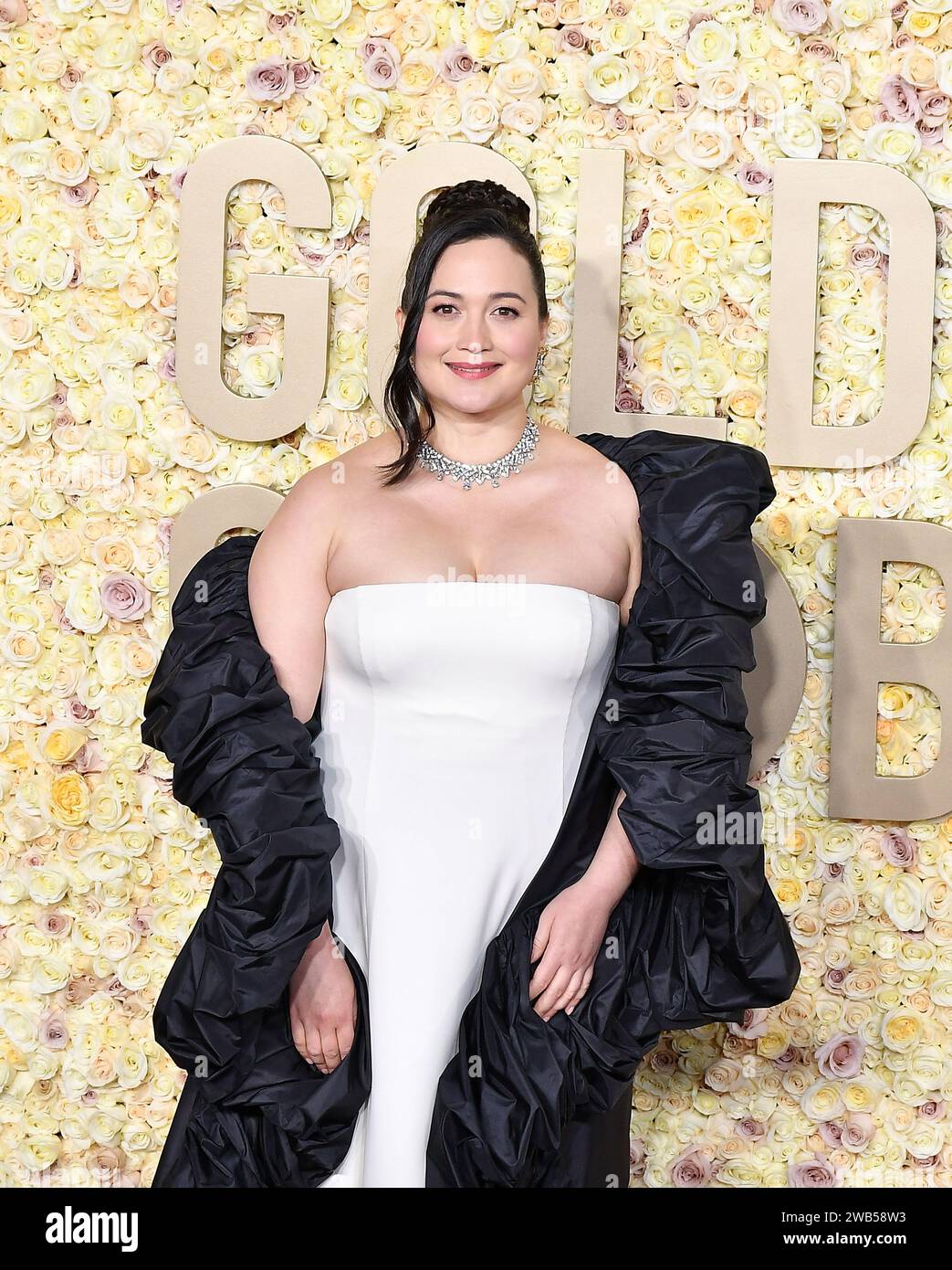 Beverly Hills, USA. 08th Jan, 2024. Lily Gladstone attends the 81st Annual Golden Globe Awards at The Beverly Hilton on January 07, 2024 in Beverly Hills, California. Photo: Casey Flanigan/imageSPACE/Sipa USA Credit: Sipa USA/Alamy Live News Stock Photo