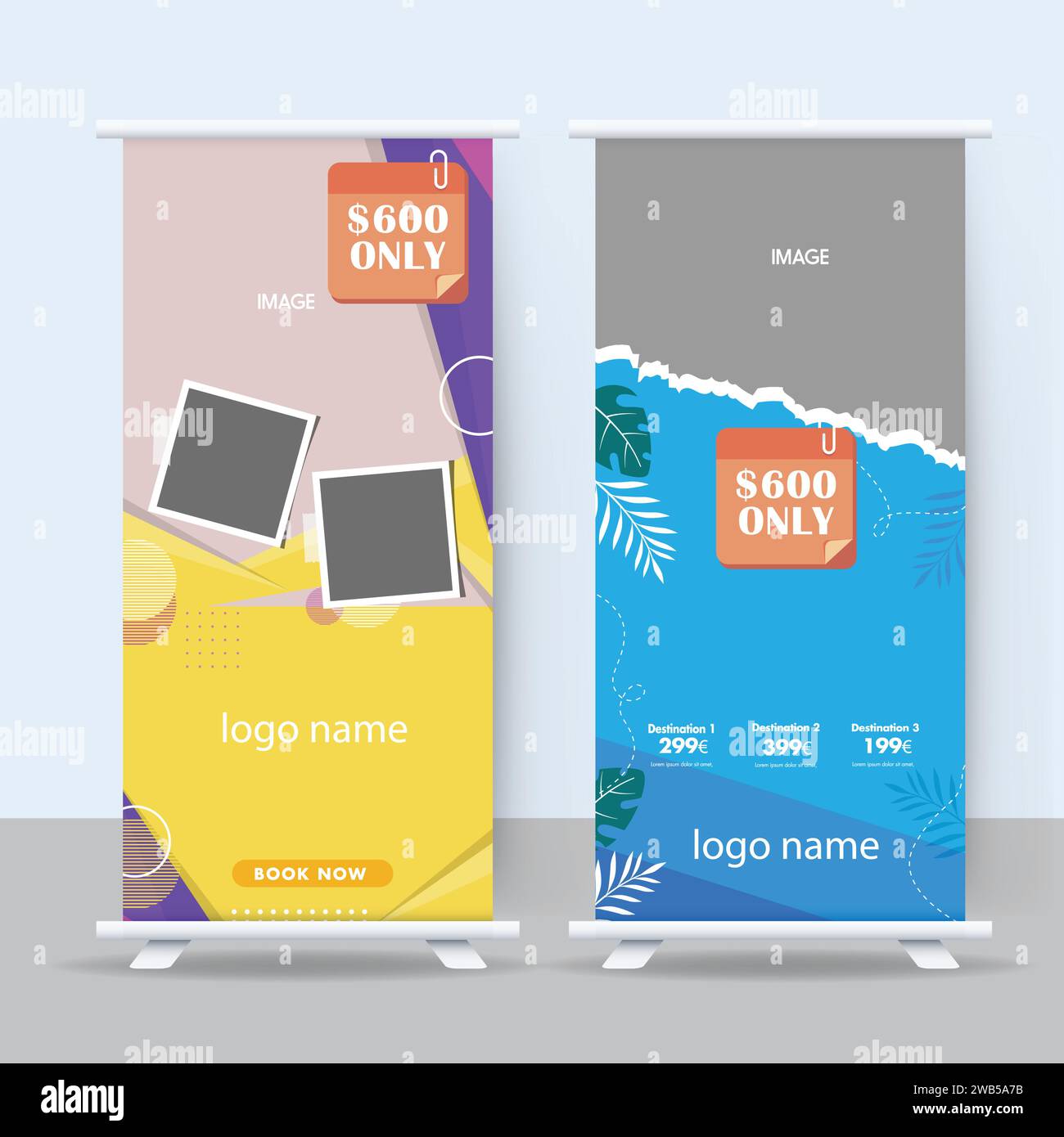 travel rollup banner template design. Stock Vector