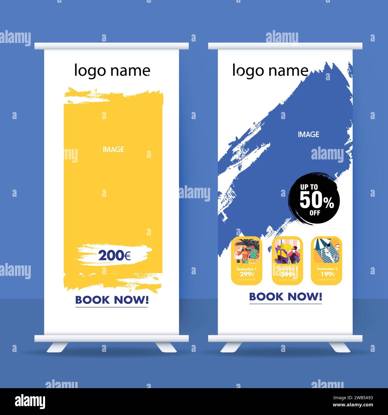 travel rollup banner template design. Stock Vector