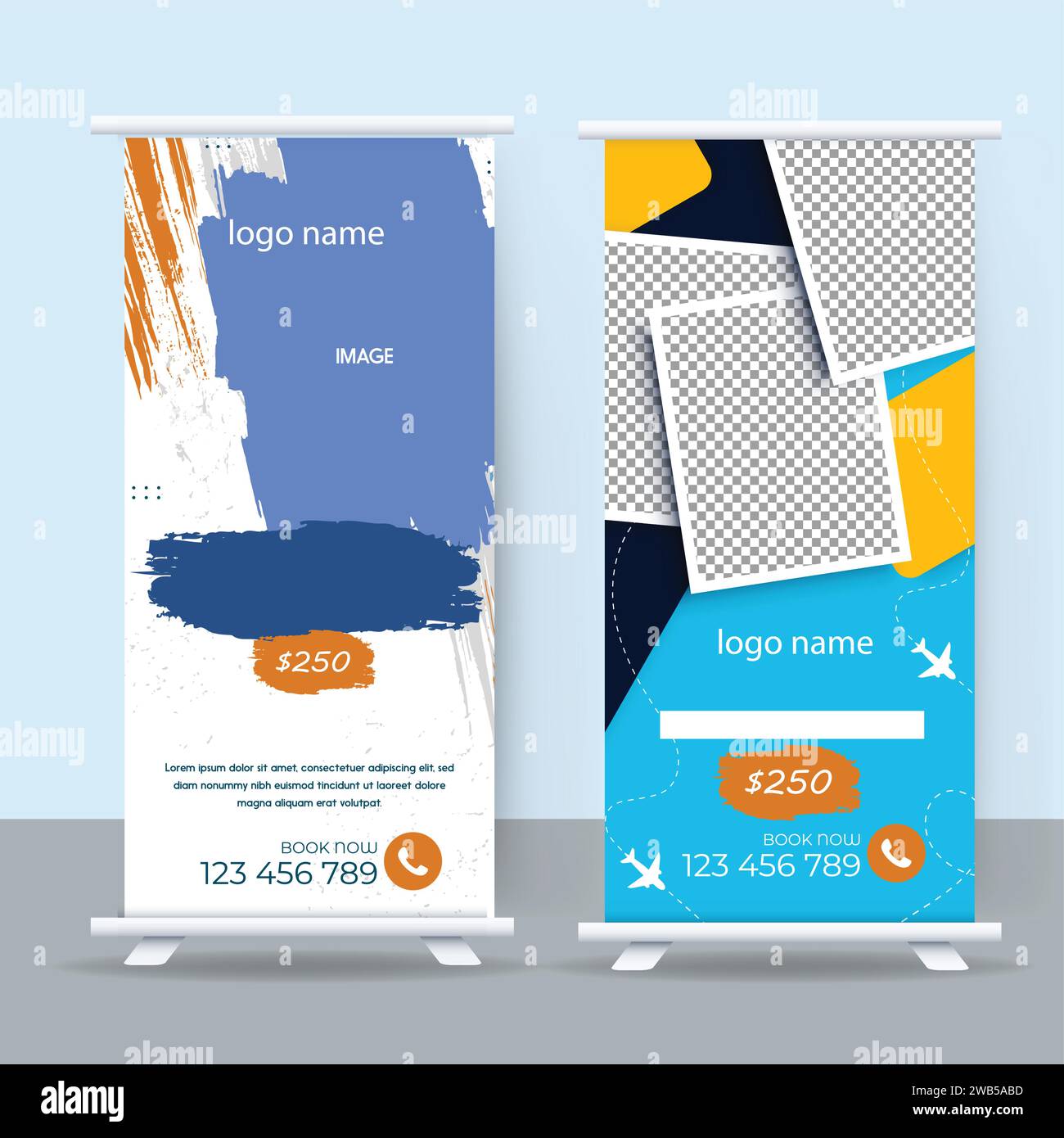 travel rollup banner template design. Stock Vector