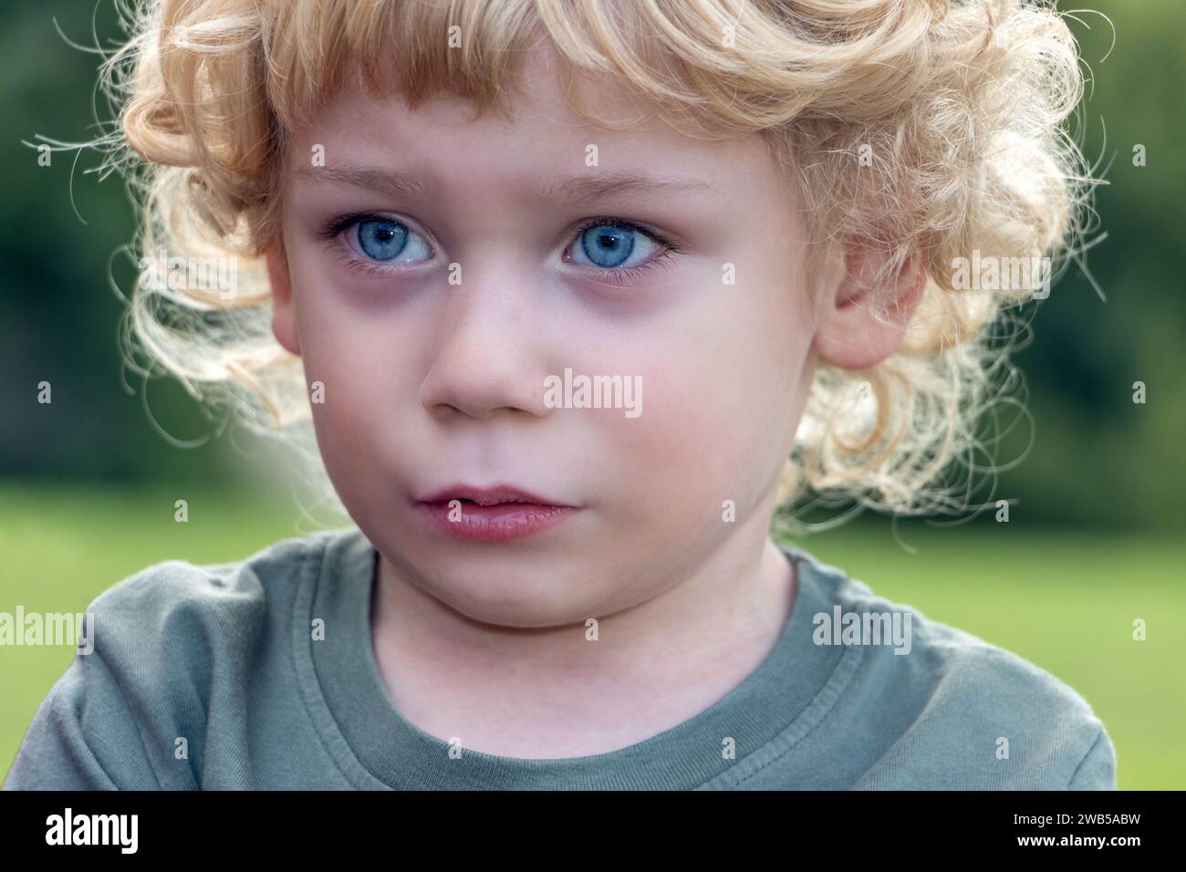 Portrait of an unhappy boy Stock Photo