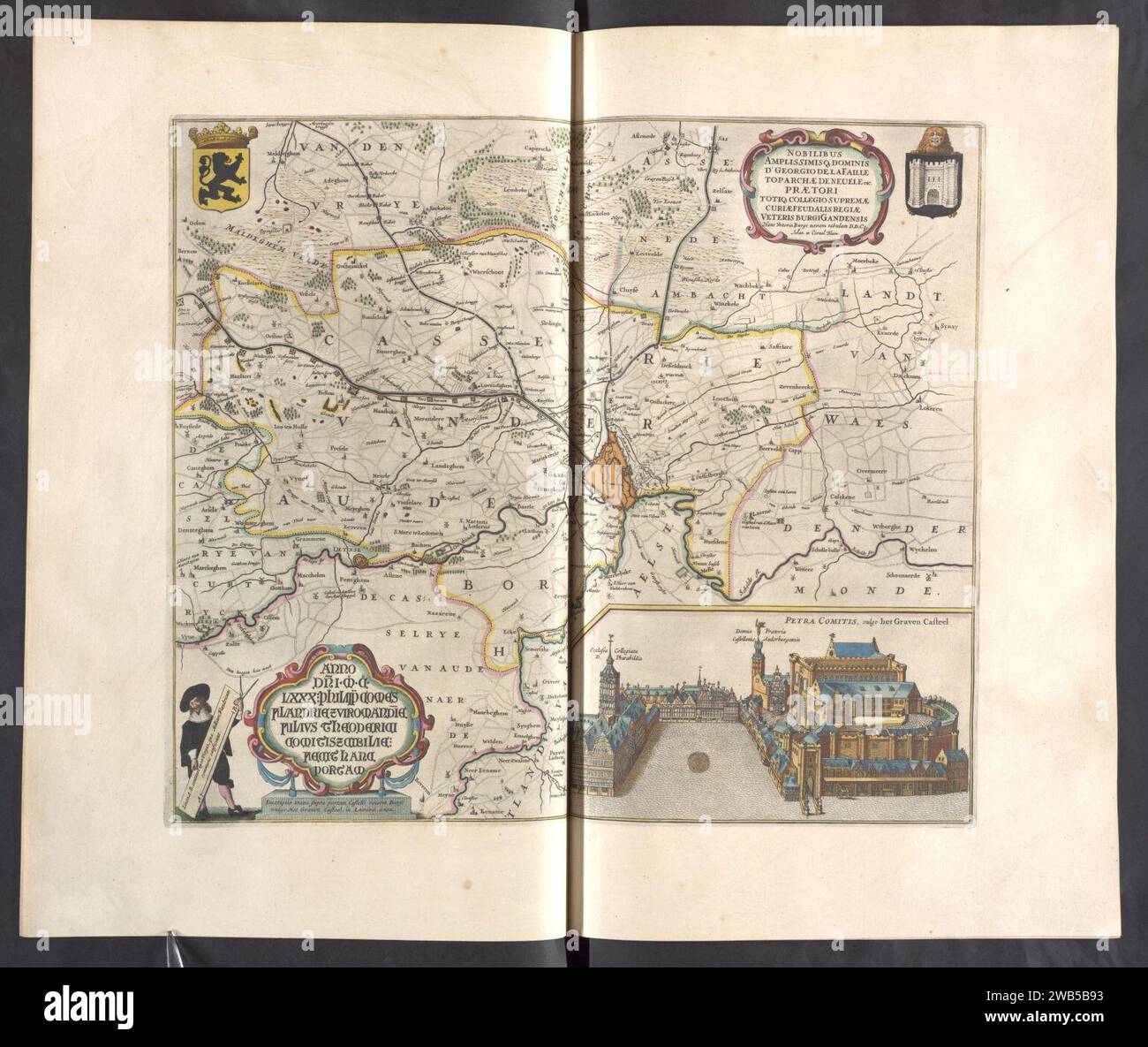 ((Map of the castellania of Gent)) - Atlas Maior, vol 4, map 11 - Joan Blaeu, 1667 Stock Photo